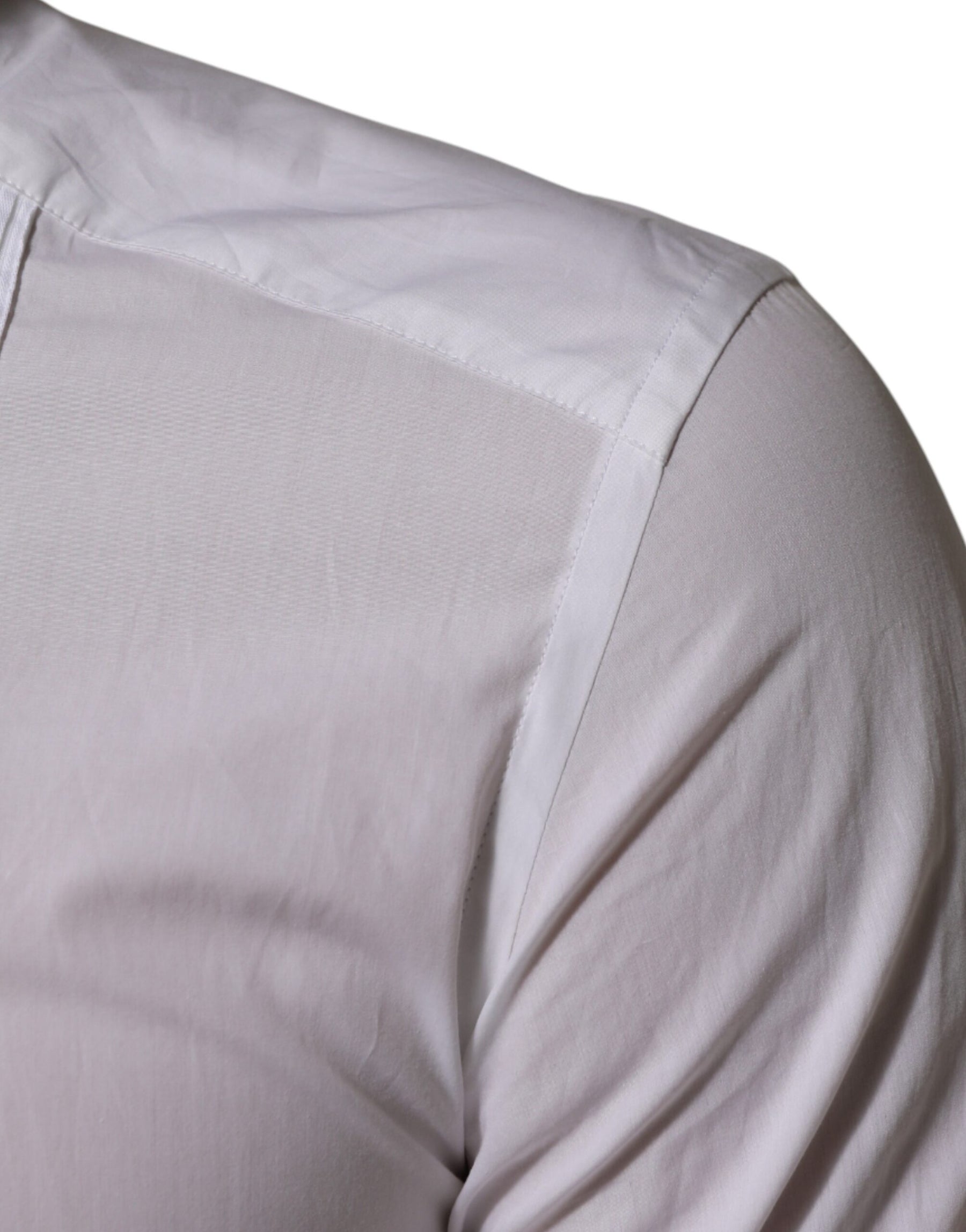 Dolce & Gabbana White Cotton Collared Long Sleeve GOLD Dress  Shirt | Regal Royce