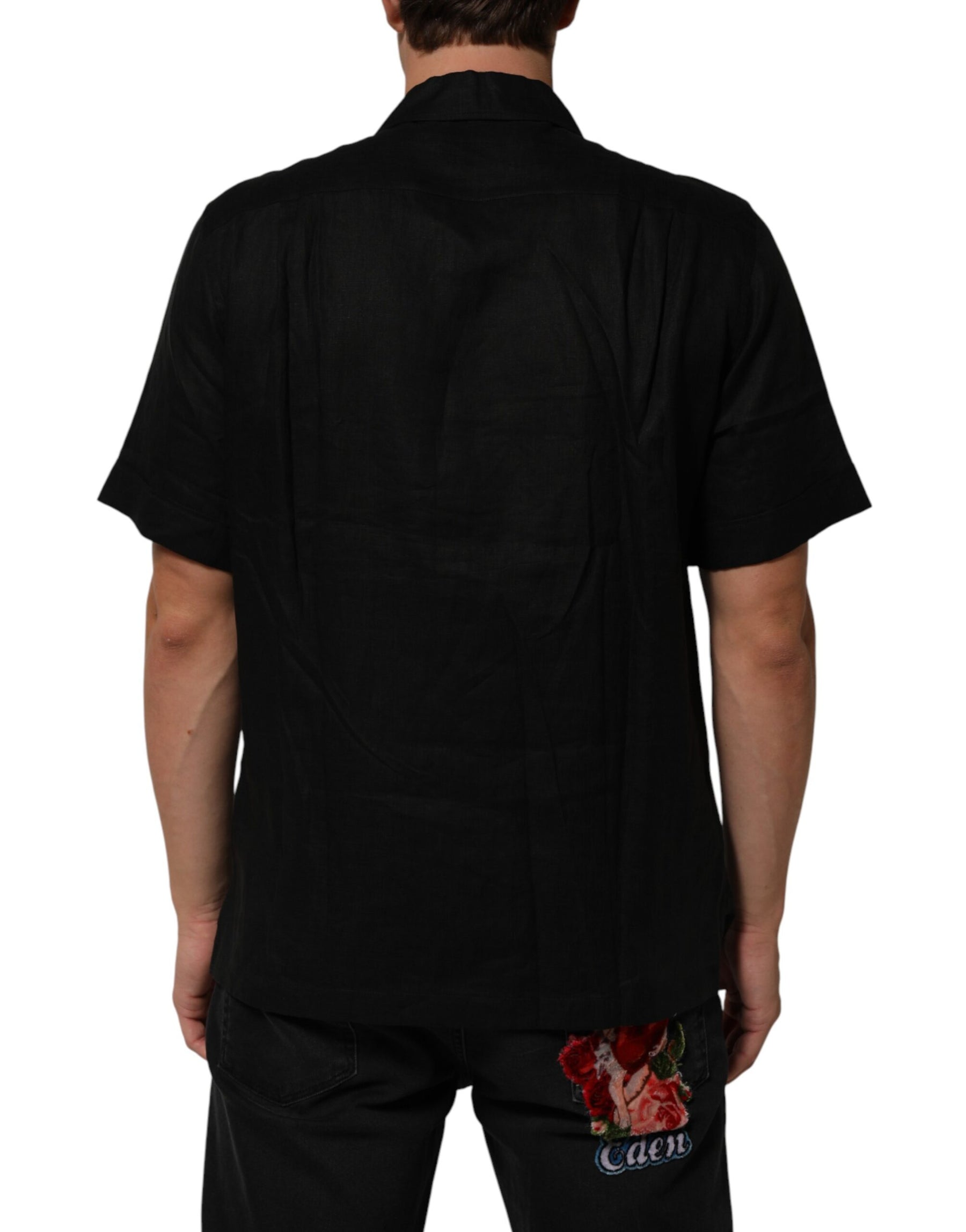 Carhartt Wip Black Linen Collared Short Sleeve Polo Shirt | Regal Royce