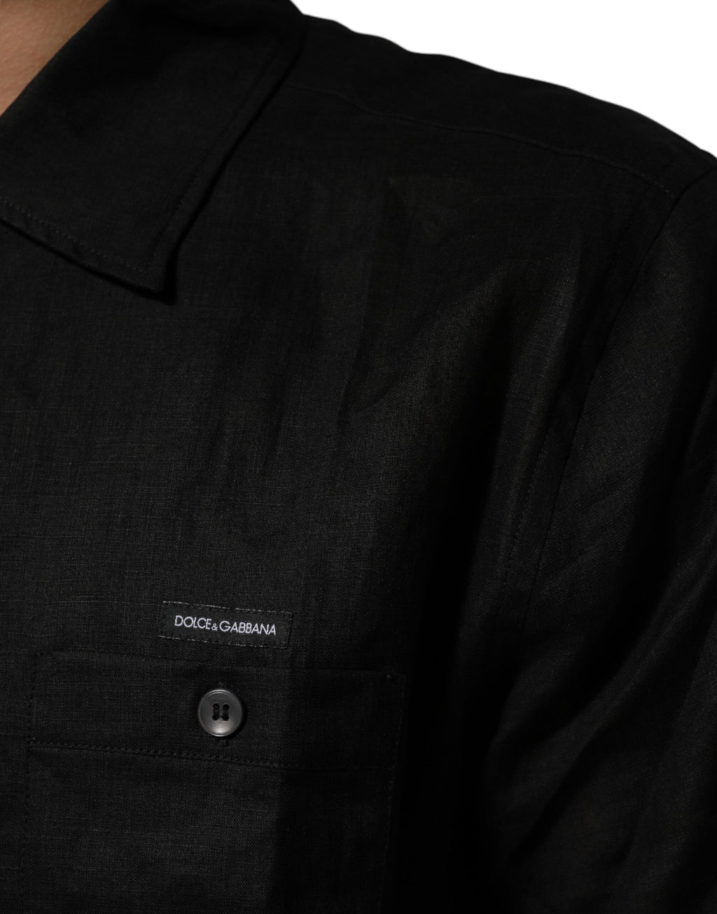 Carhartt Wip Black Linen Collared Short Sleeve Polo Shirt