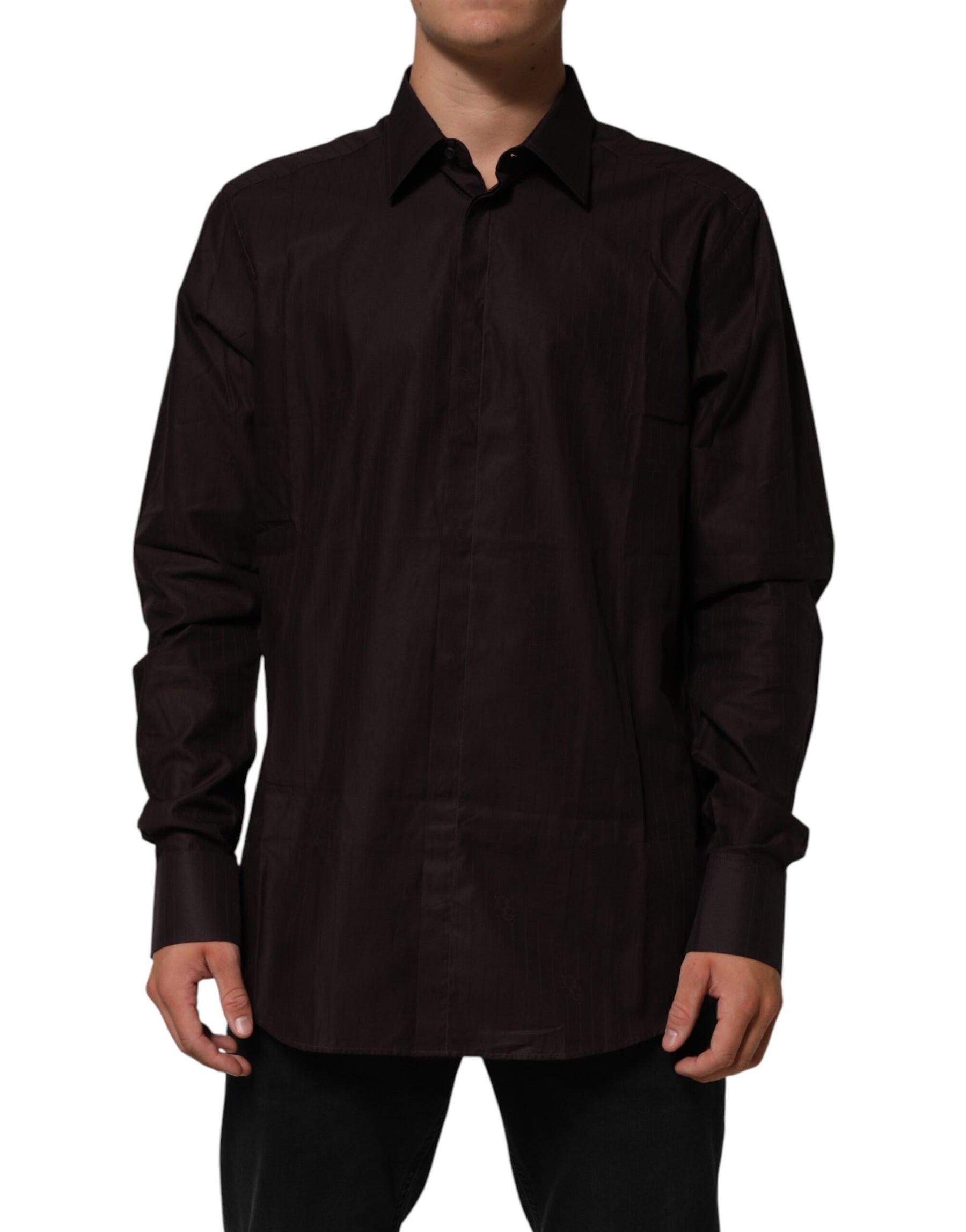 Dolce & Gabbana Brown Cotton LongSleeve MARTINI Dress  Shirt | Regal Royce