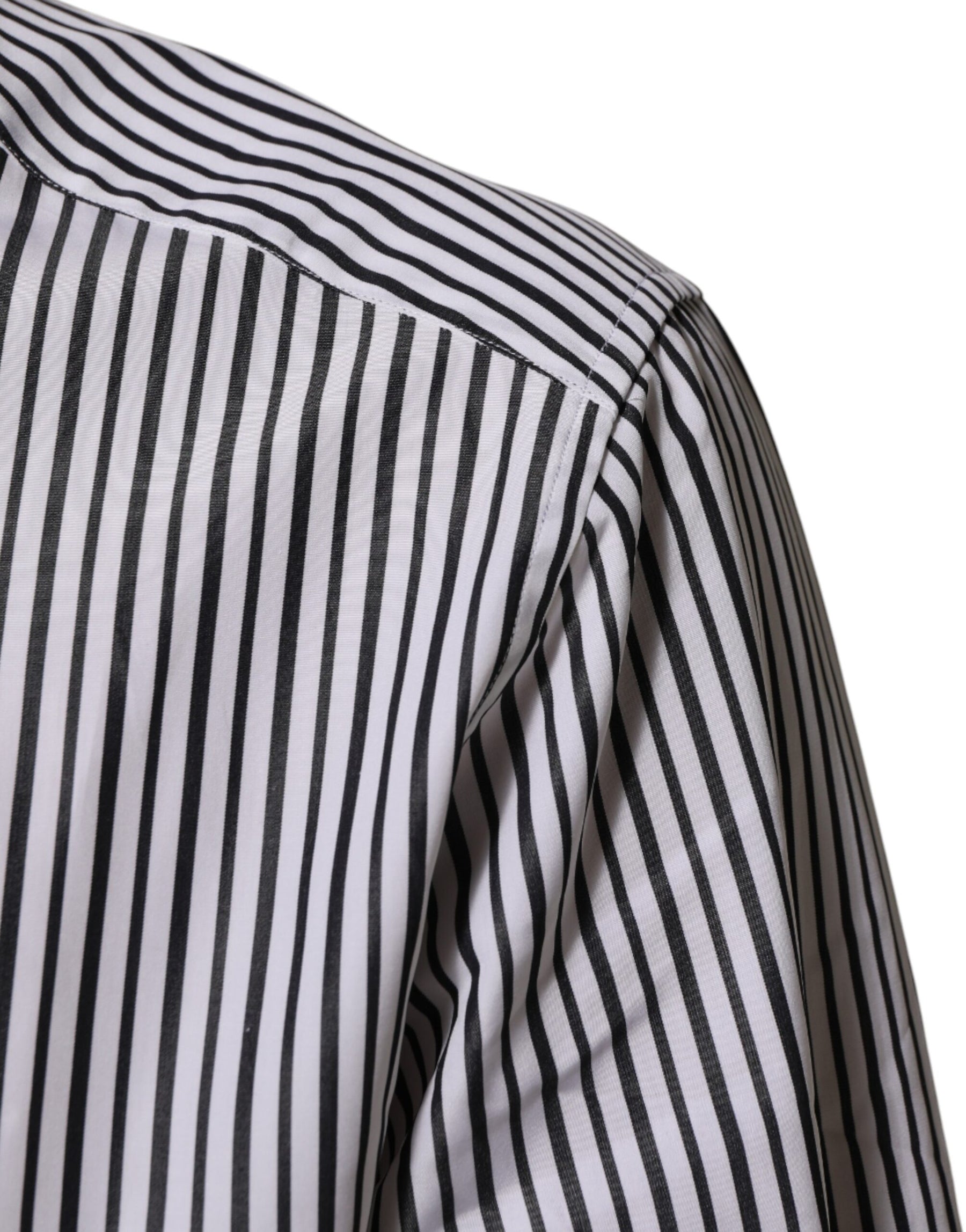 Dolce & Gabbana Black White Stripes Men GOLD Dress Shirt | Regal Royce