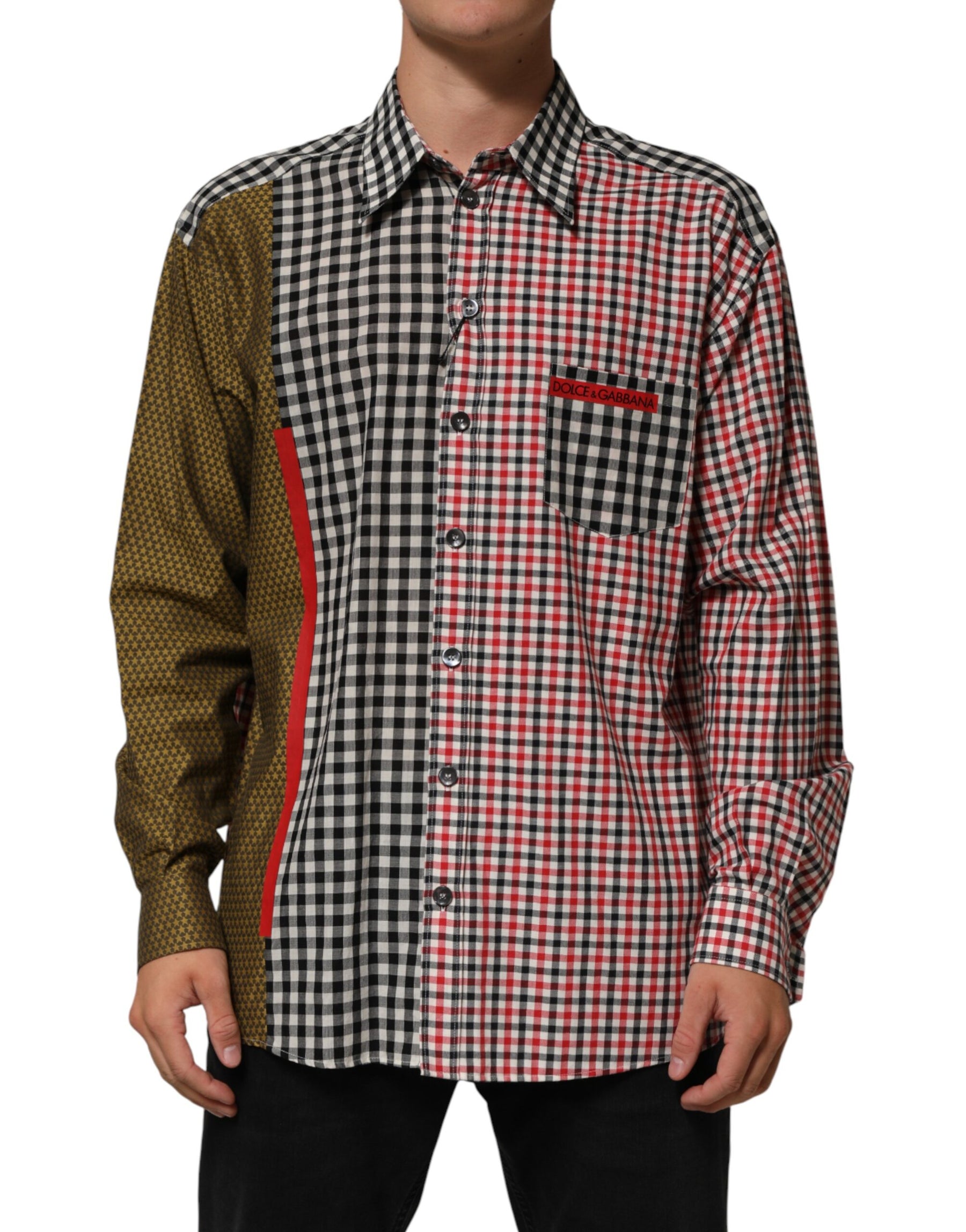 Dolce & Gabbana Multicolor Cotton Collared Checkered Shirt | Regal Royce