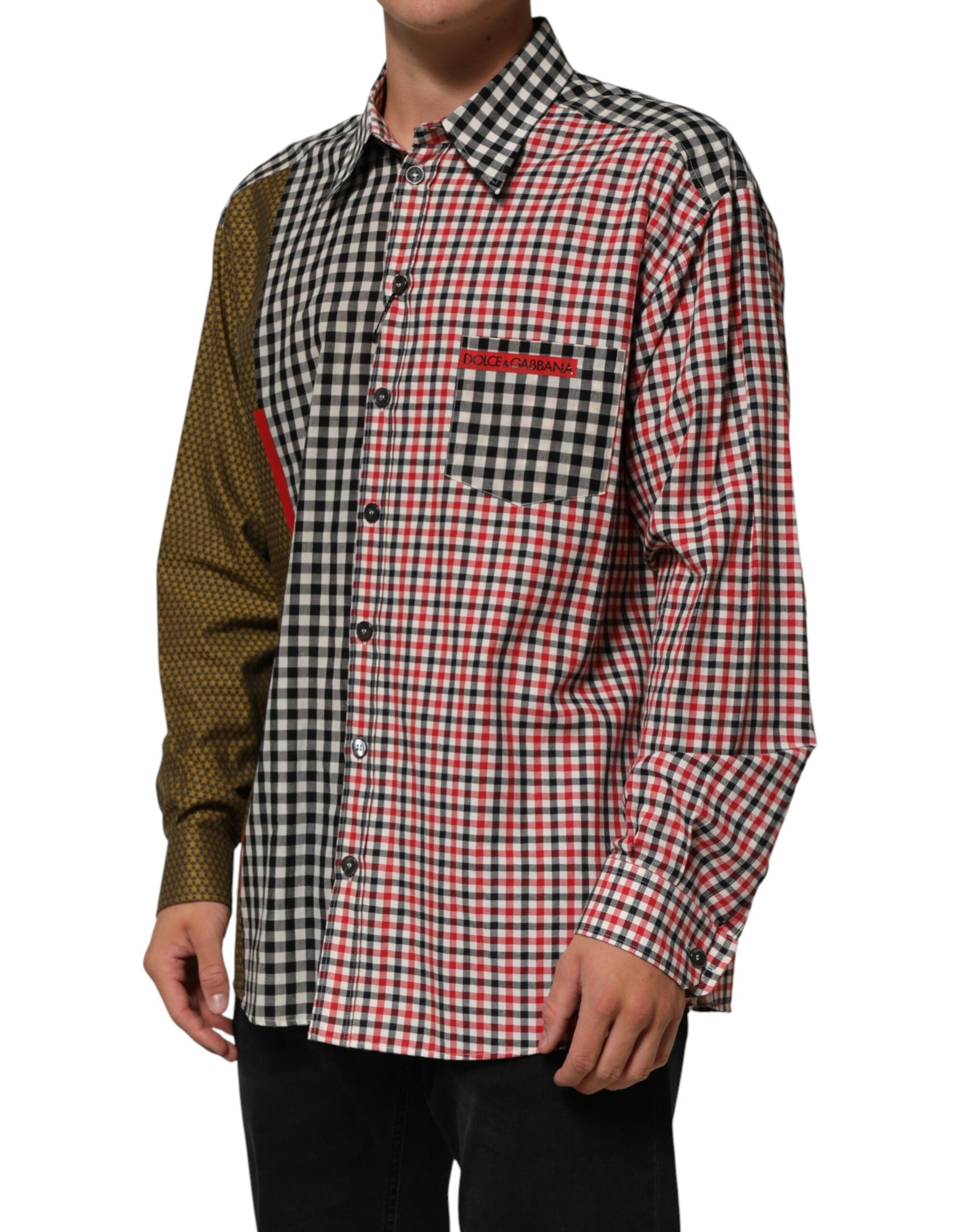 Dolce & Gabbana Multicolor Cotton Collared Checkered Shirt | Regal Royce
