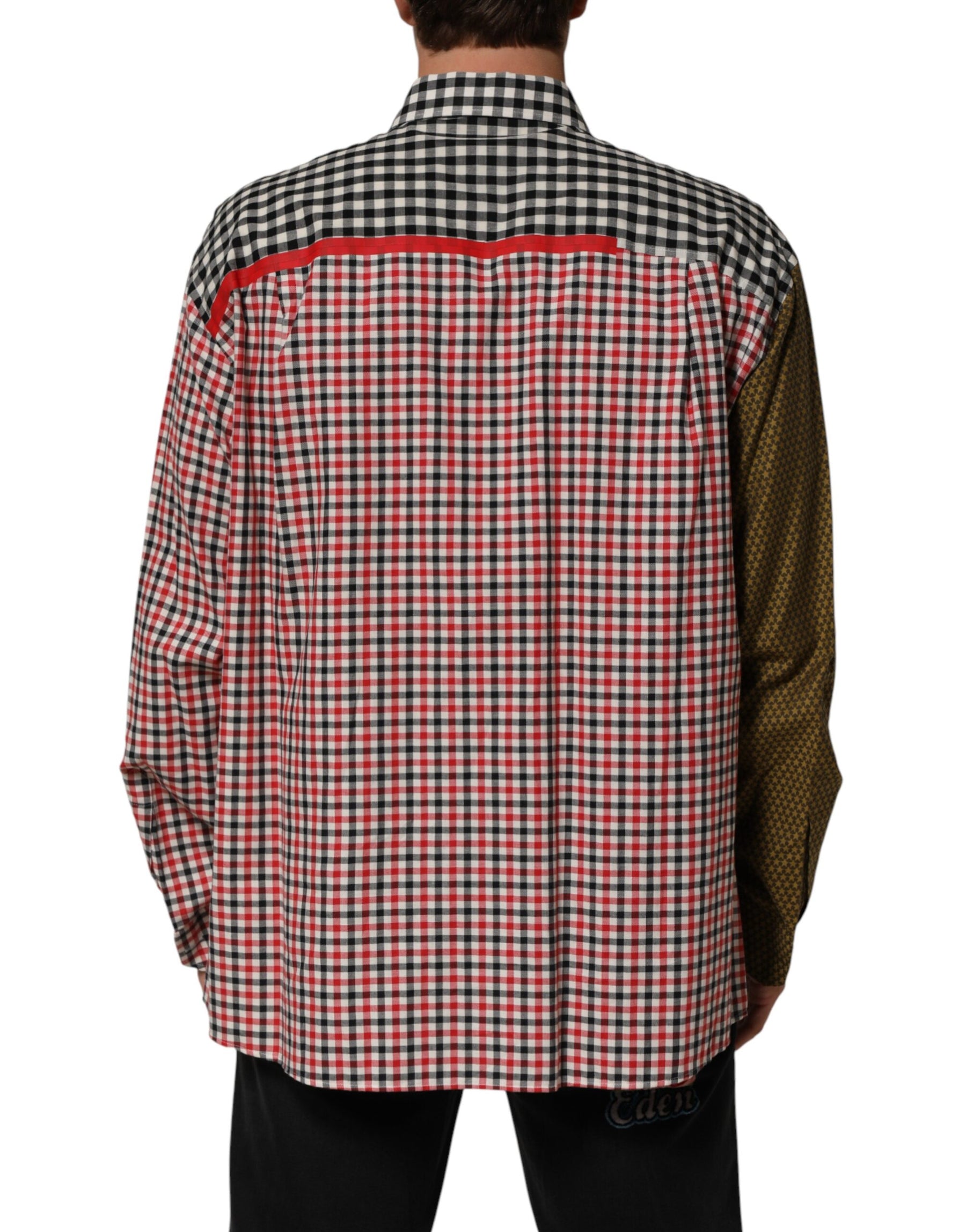 Dolce & Gabbana Multicolor Cotton Collared Checkered Shirt | Regal Royce