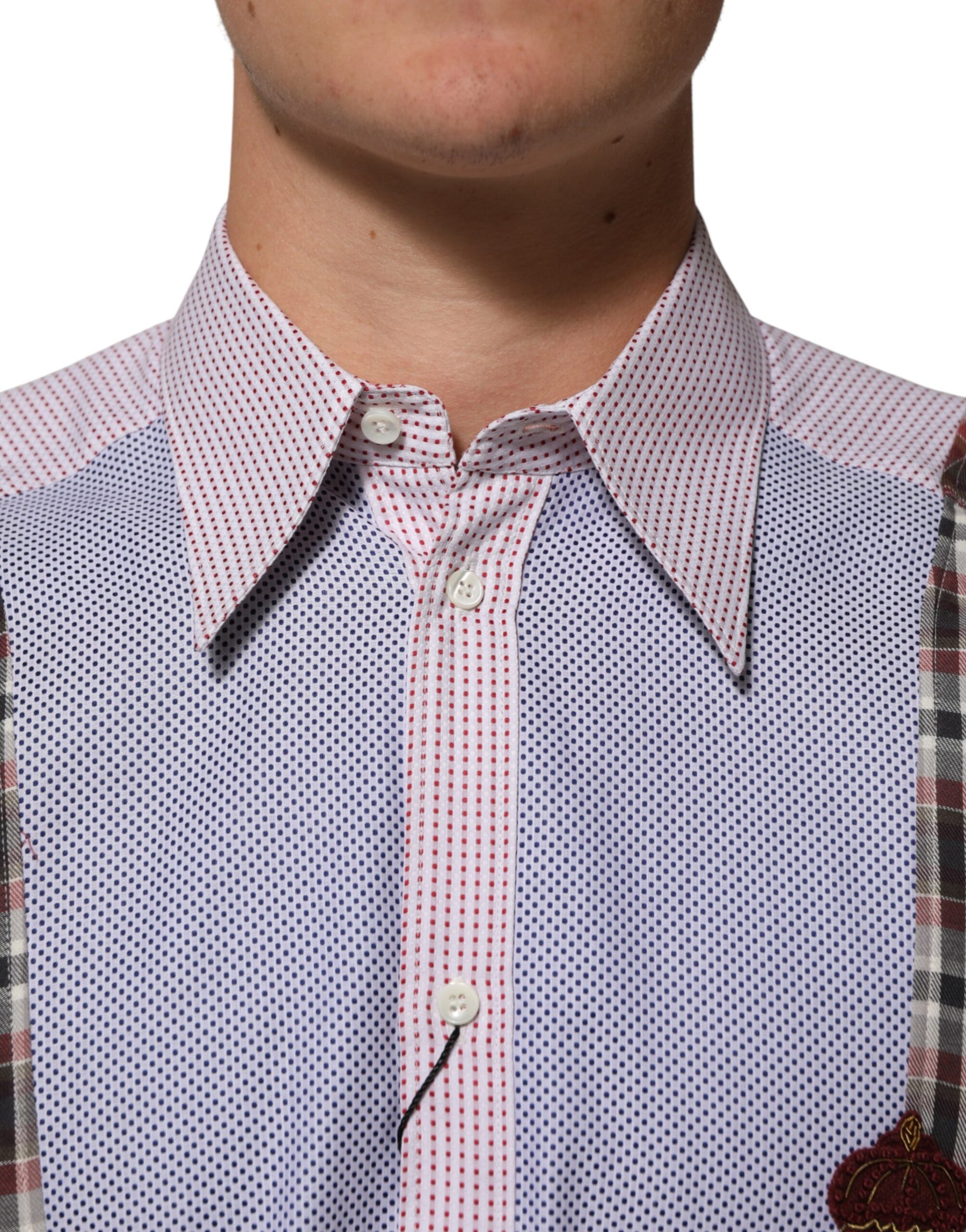 Dolce & Gabbana Multicolor Cotton Collared Checkered Shirt | Regal Royce