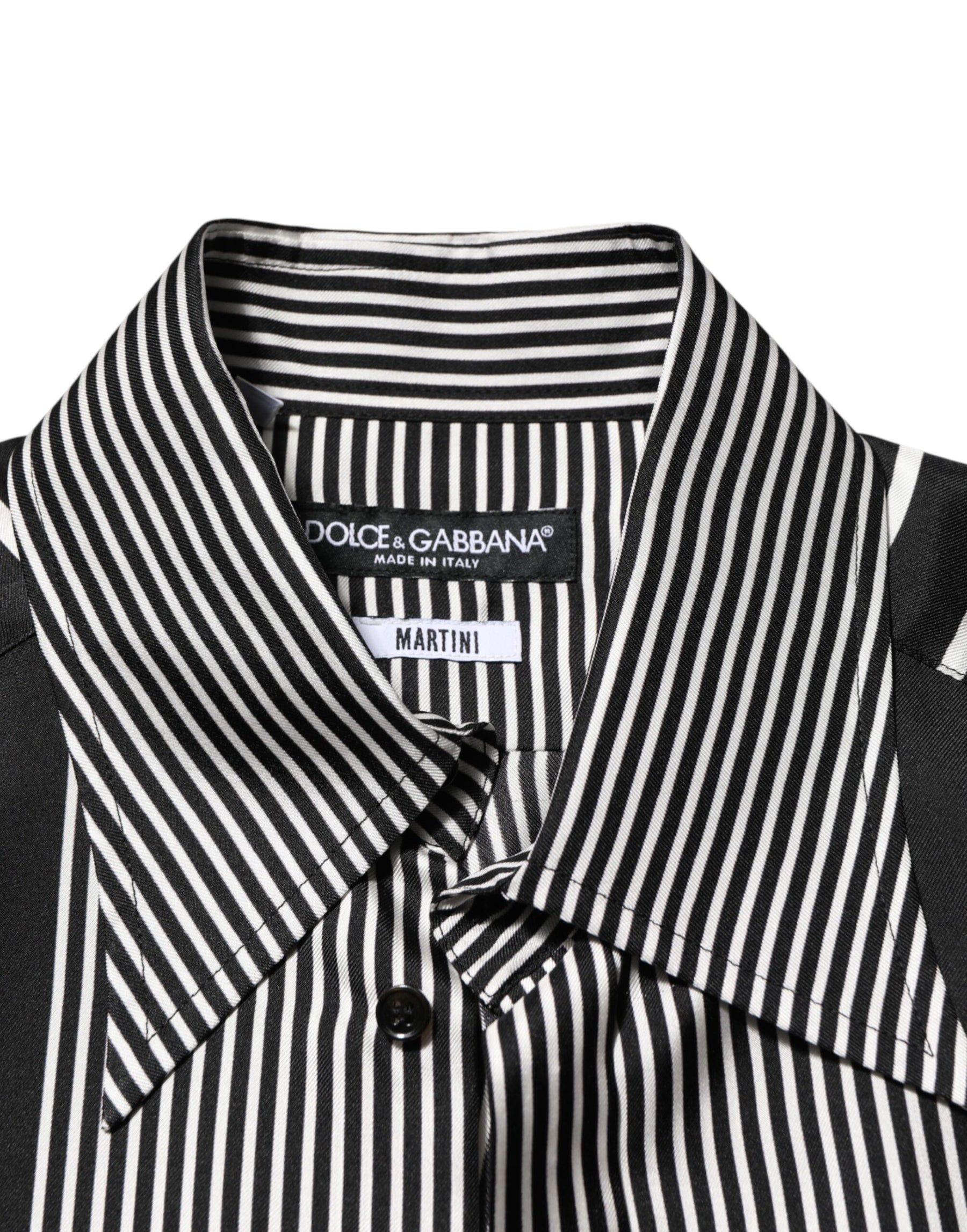 Dolce & Gabbana Black White Stripes Men MARTINI Dress Shirt | Regal Royce