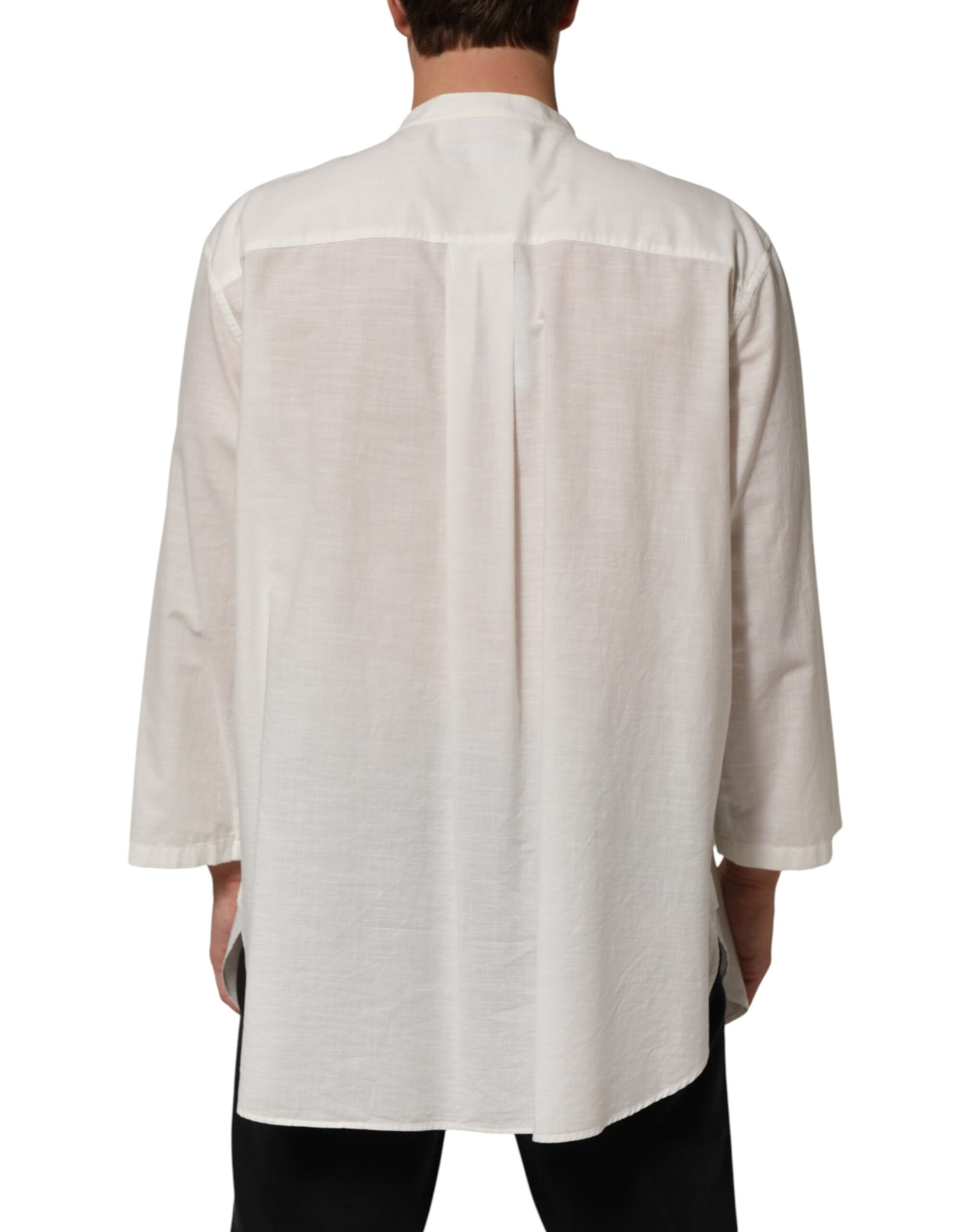 Dolce & Gabbana White Cotton Floral Print Button Down Shirt | Regal Royce