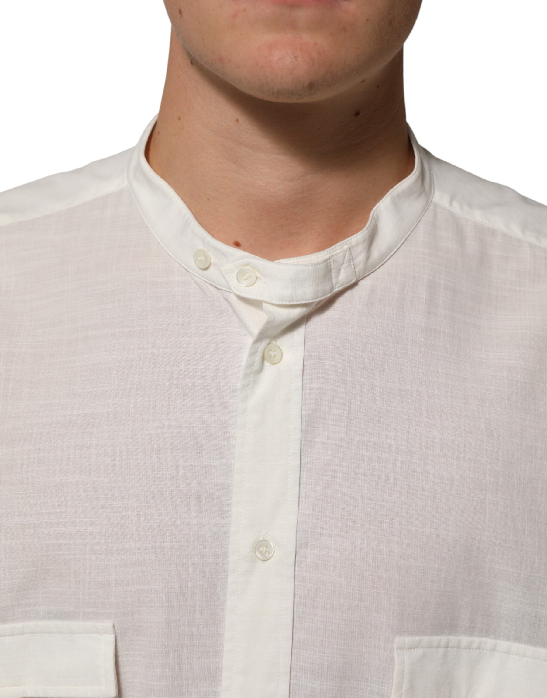 Dolce & Gabbana White Cotton Floral Print Button Down Shirt | Regal Royce