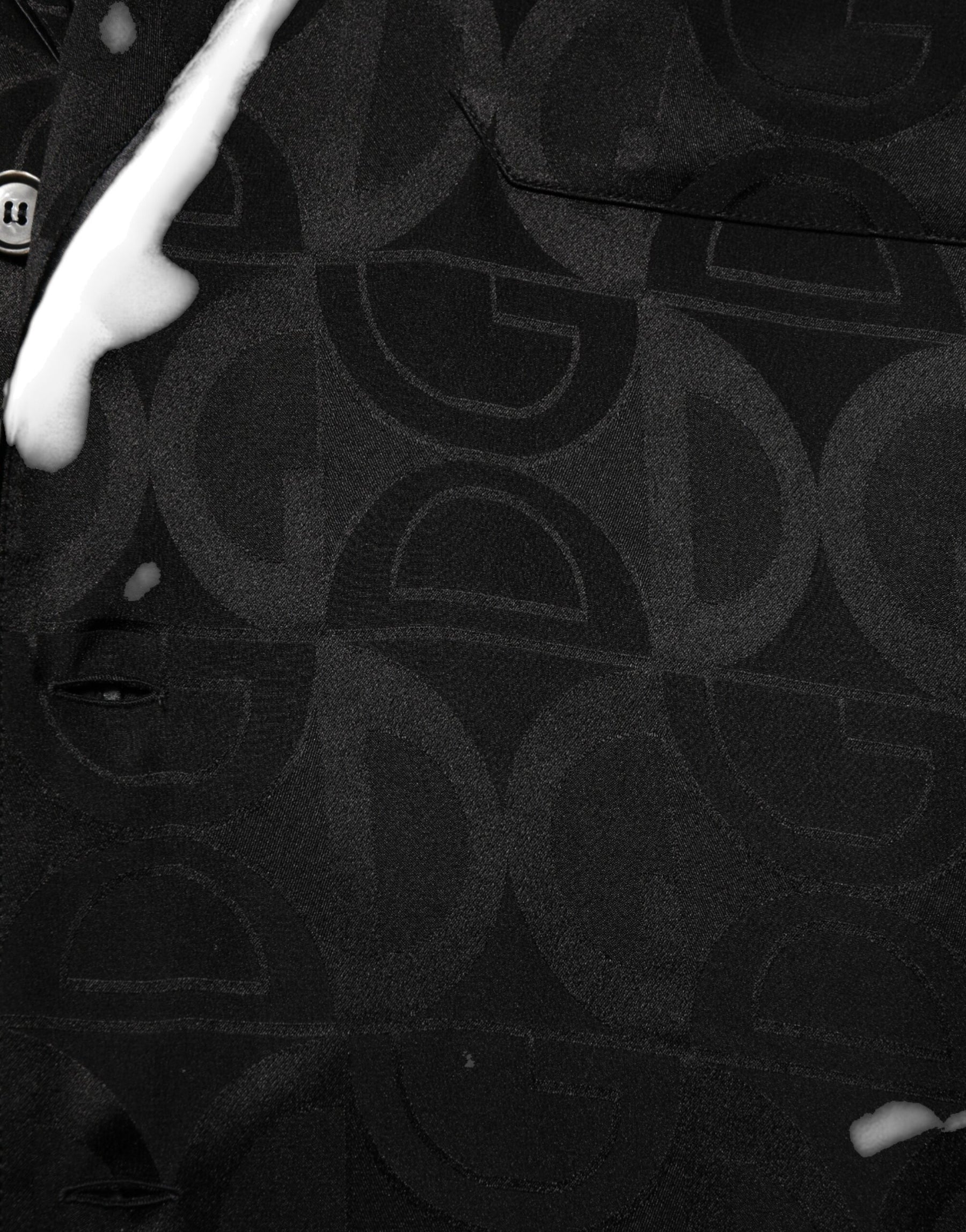 Dolce & Gabbana Black DG Logo Silk Men Long Sleeves Shirt | Regal Royce