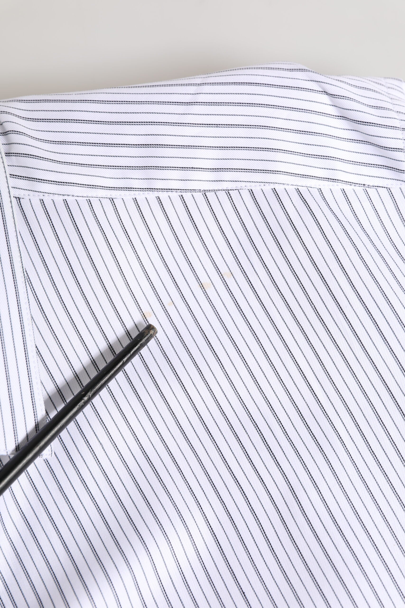 Dolce & Gabbana White Stripes Long Sleeves GOLD Dress Shirt | Regal Royce