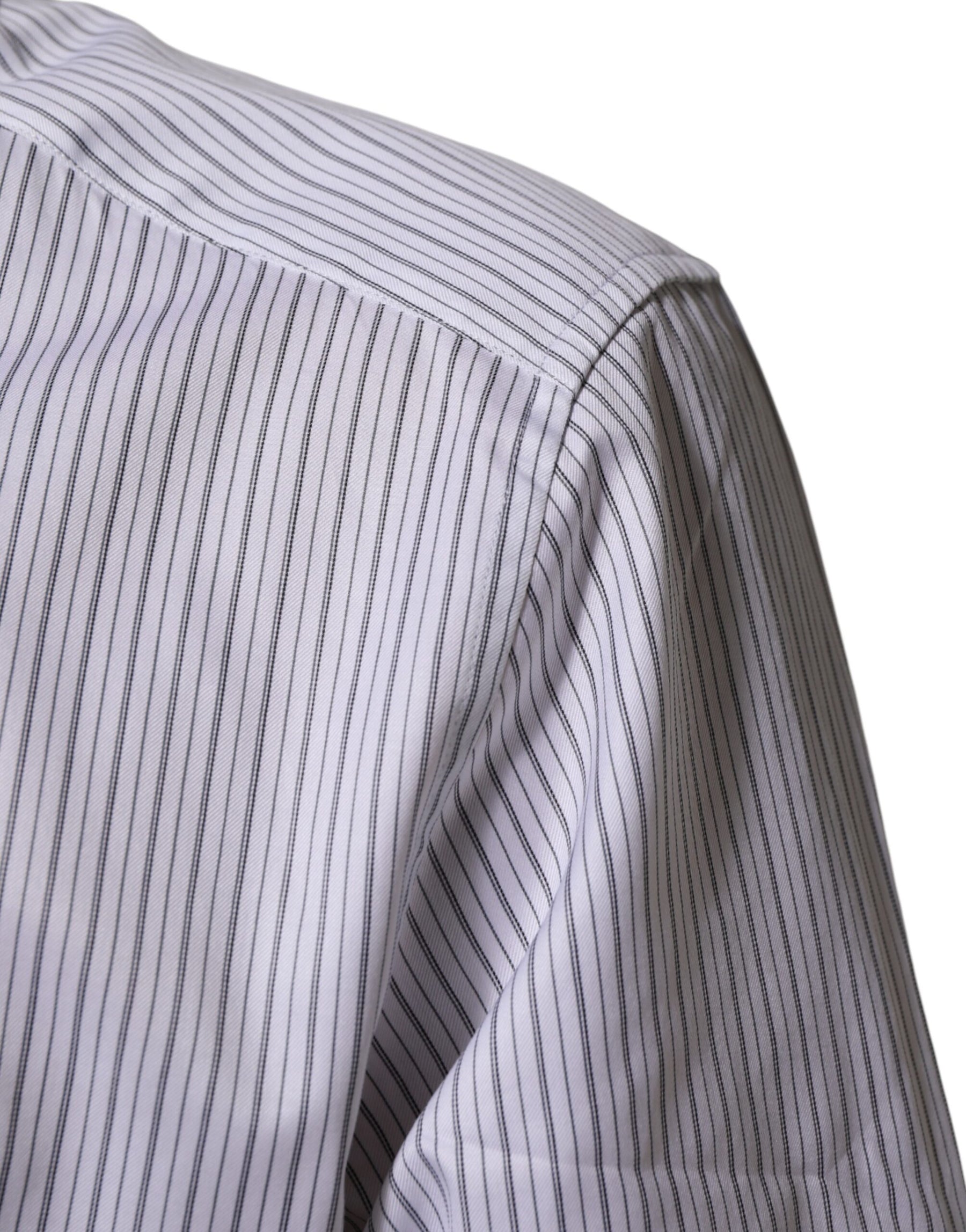 Dolce & Gabbana White Stripes Long Sleeves GOLD Dress Shirt | Regal Royce