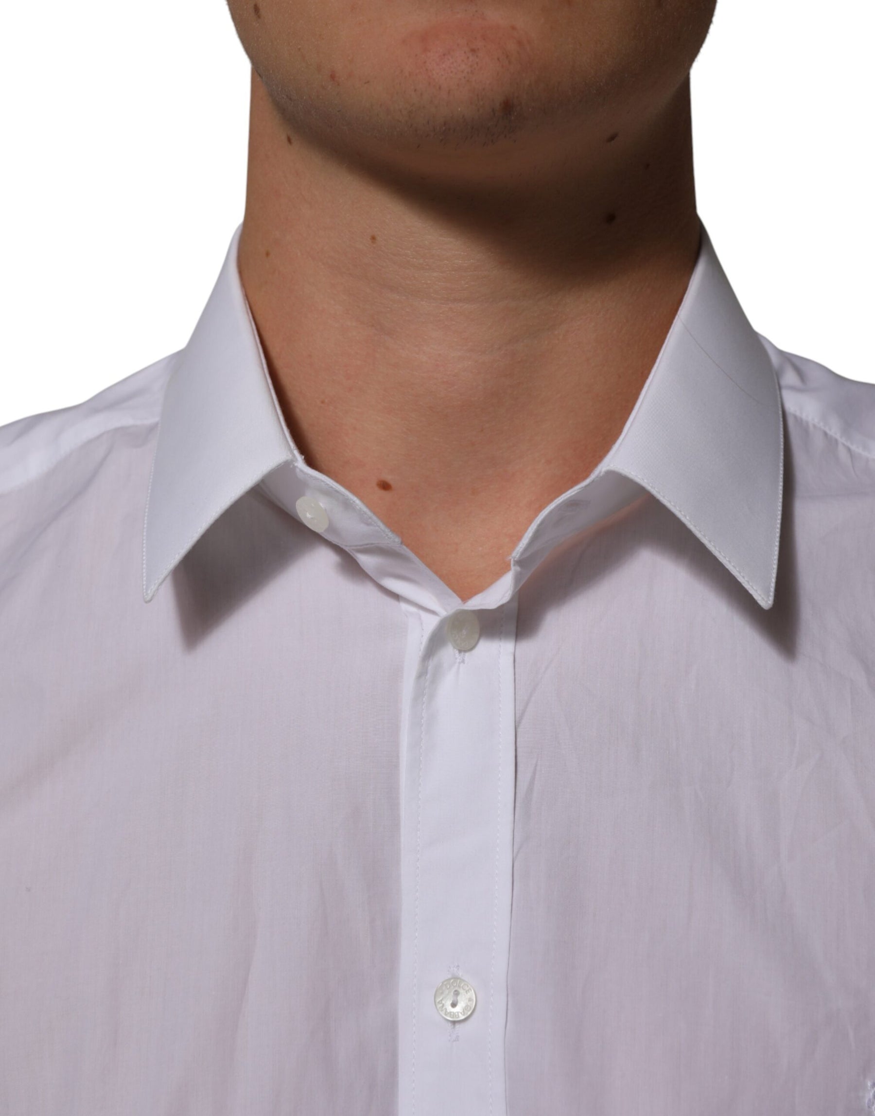 Dolce & Gabbana White Cotton Collared Men MARTINI Dress Shirt | Regal Royce