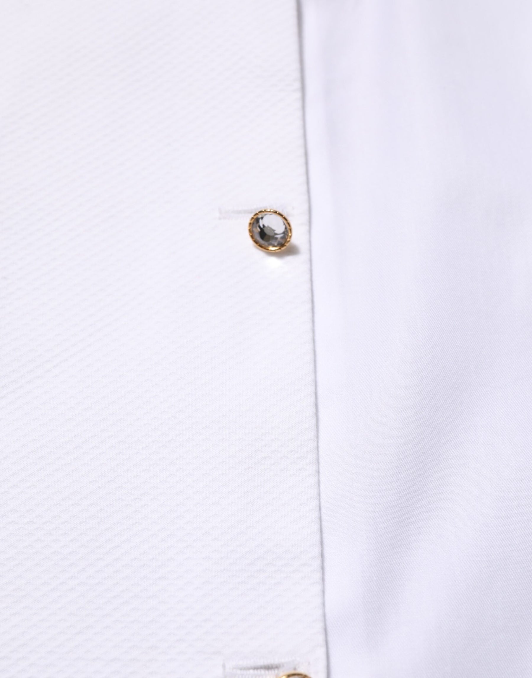 Dolce & Gabbana White Cotton Collared Bib GOLD Dress Shirt | Regal Royce