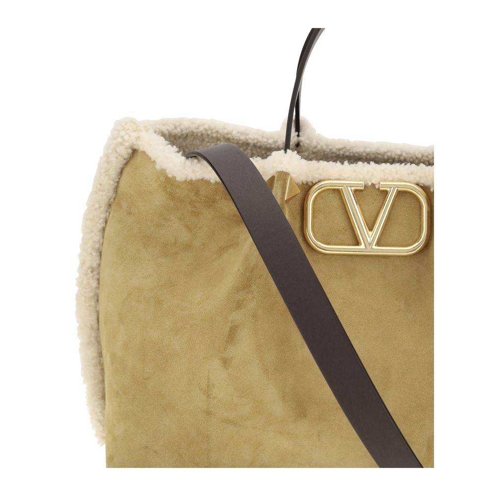 Valentino Garavani Beige Calf Leather Bos Taurus Shoulder Bag