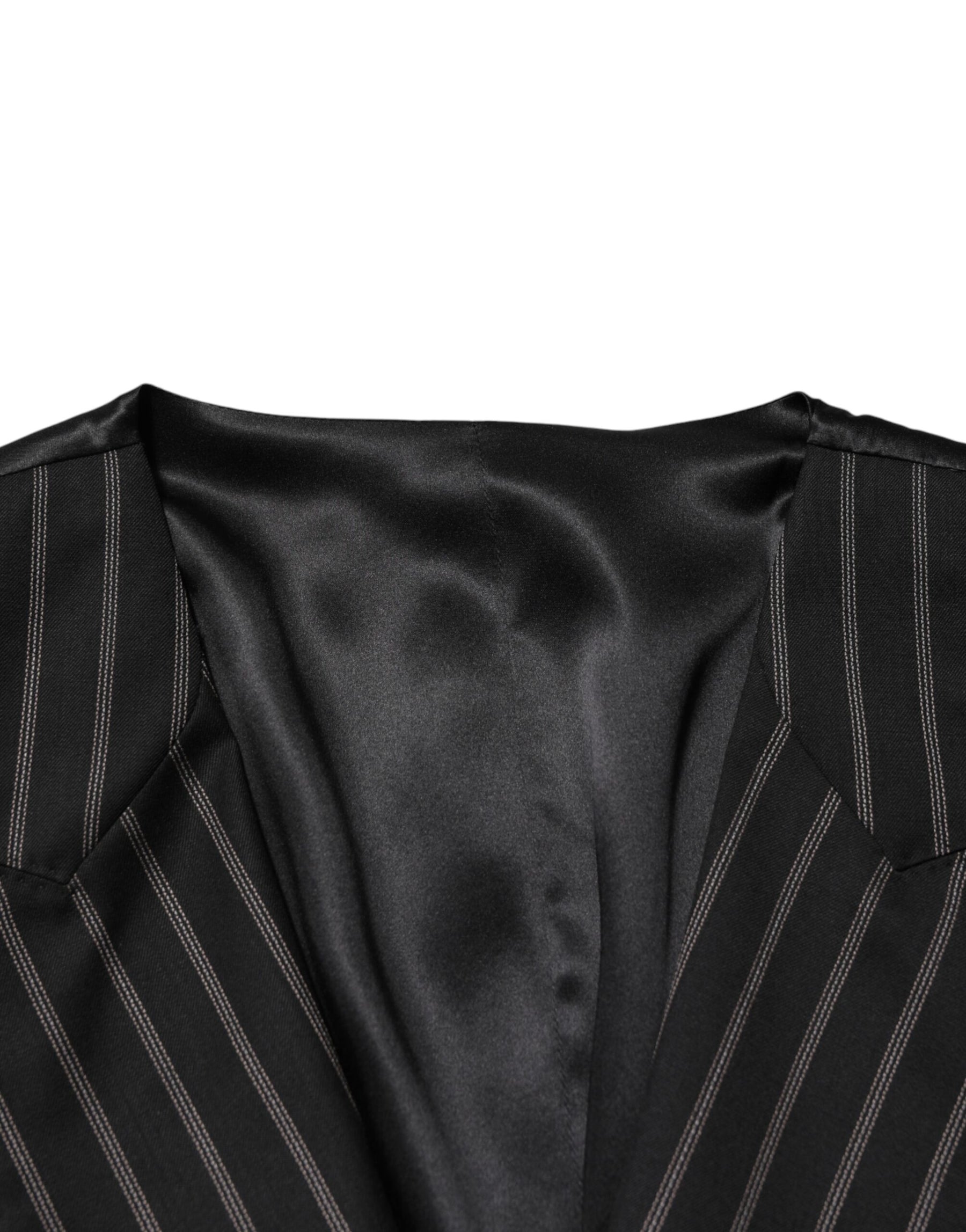 Dolce & Gabbana Black Stripes Wool Dress Men Waistcoat Vest | Regal Royce