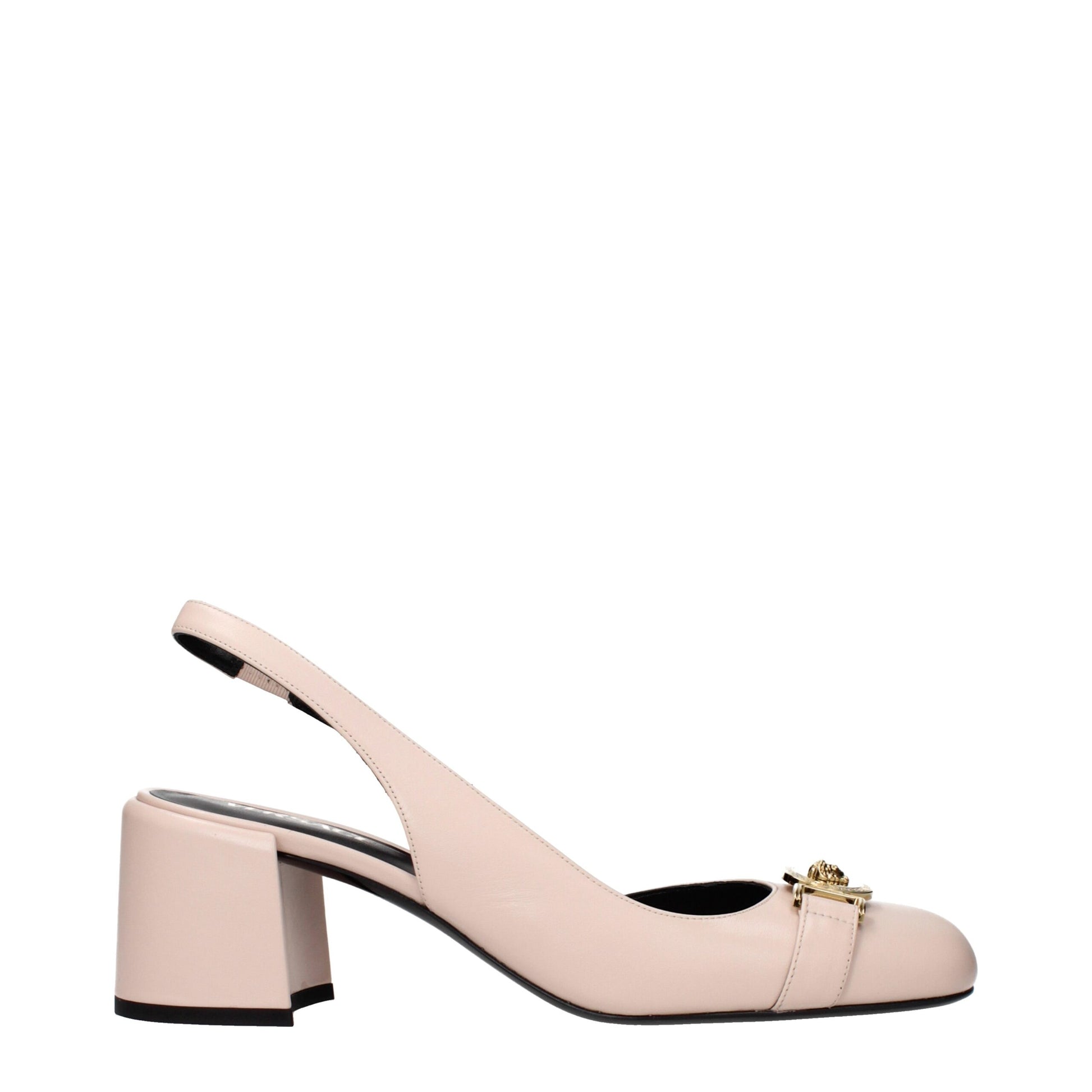 Versace Pink Leather Mid Heel Pumps