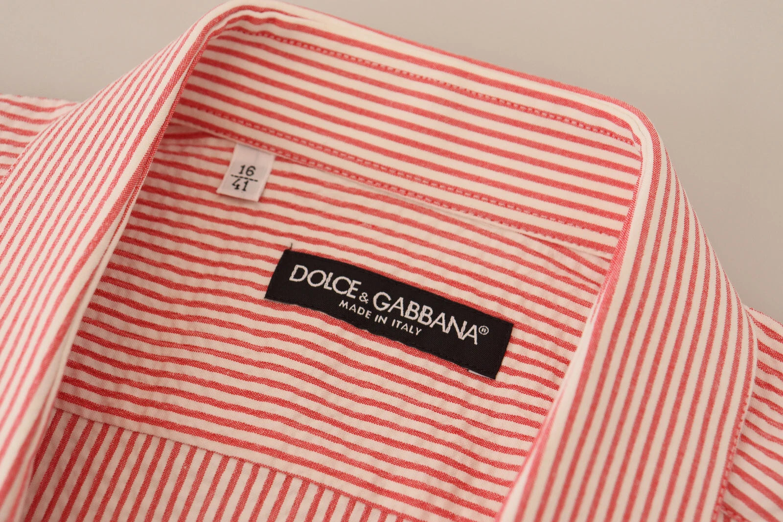 Dolce & Gabbana Red White Striped Cotton Short Sleeve Shirt | Regal Royce