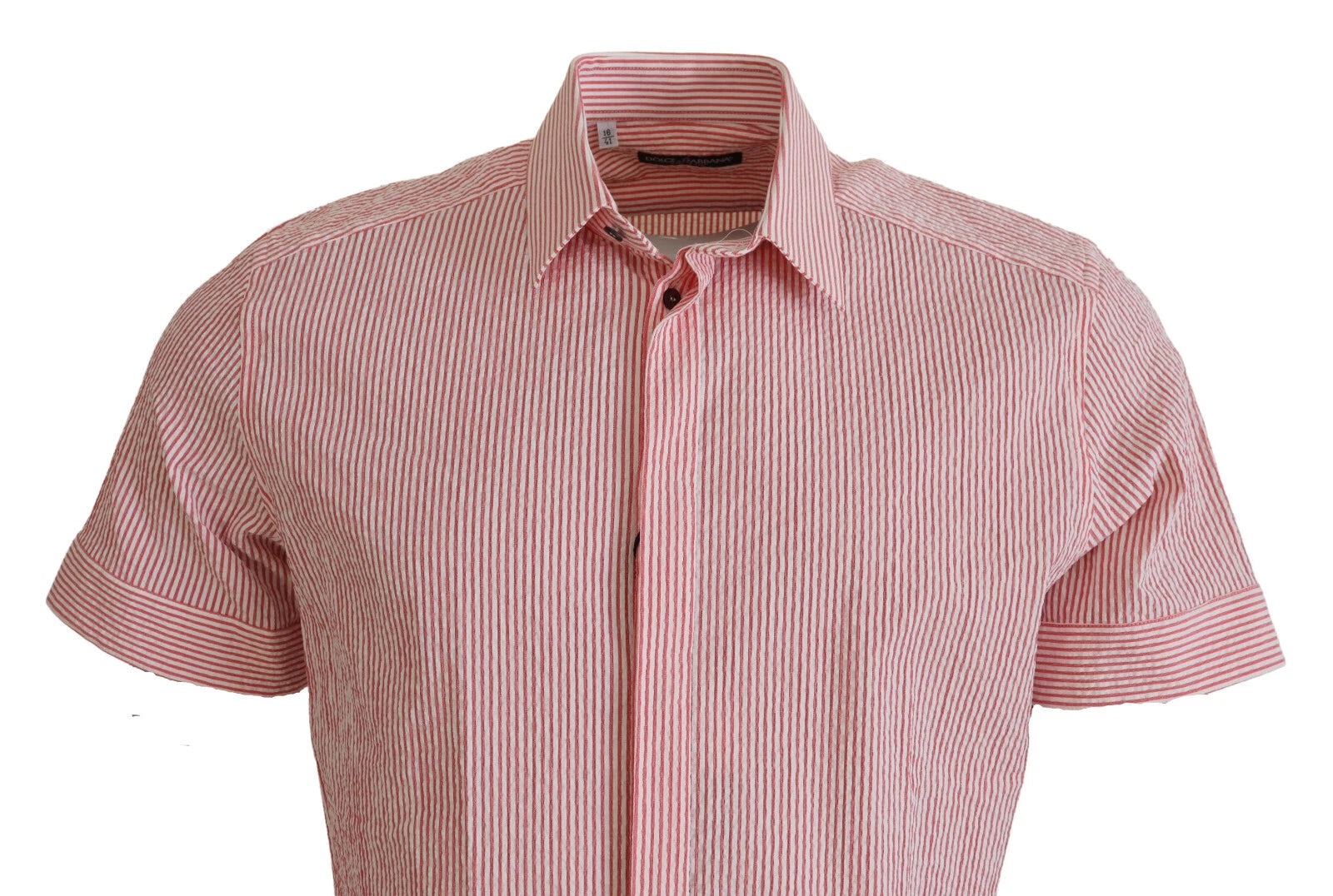 Dolce & Gabbana Red White Striped Cotton Short Sleeve Shirt | Regal Royce