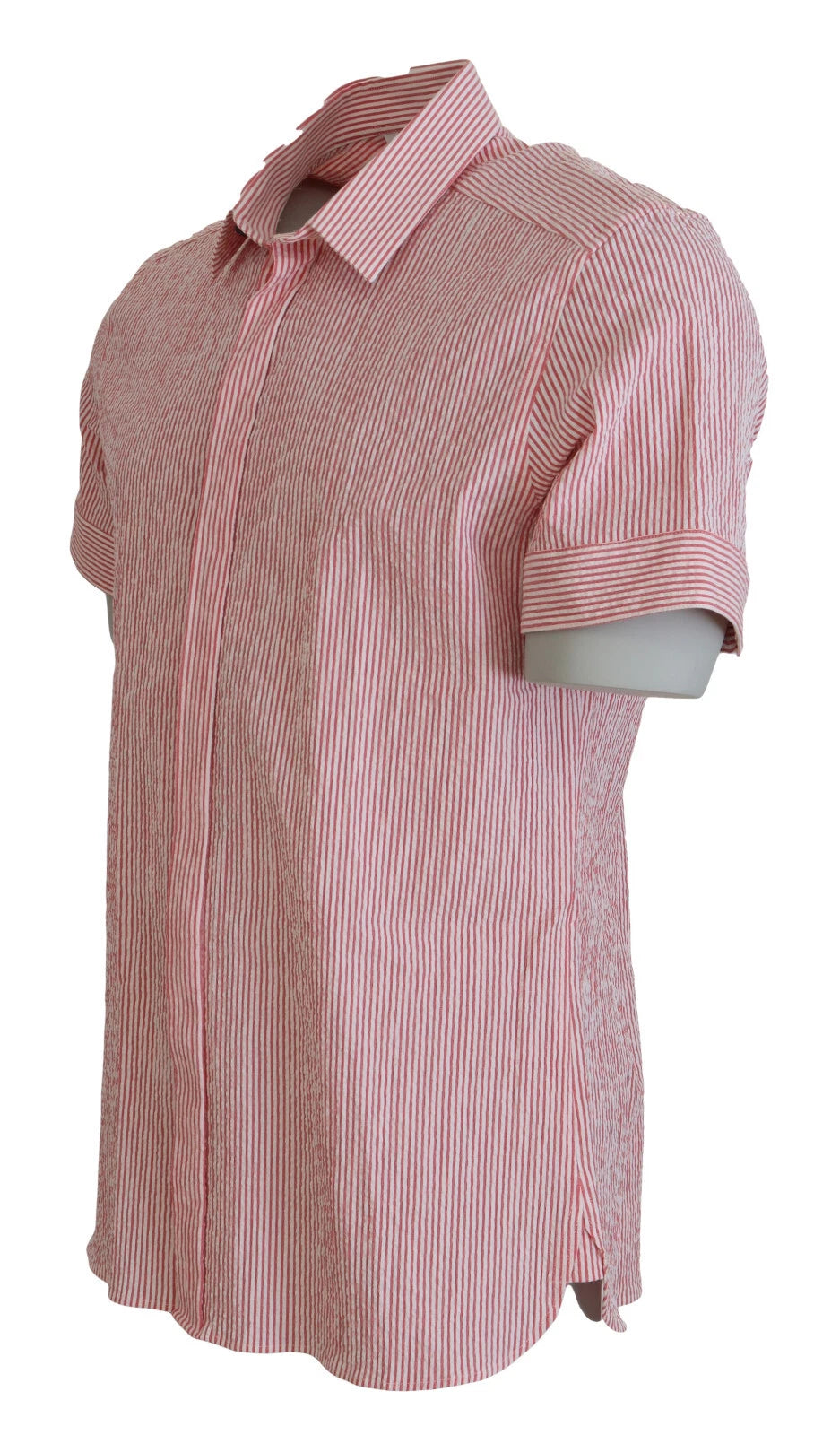 Dolce & Gabbana Red White Striped Cotton Short Sleeve Shirt | Regal Royce