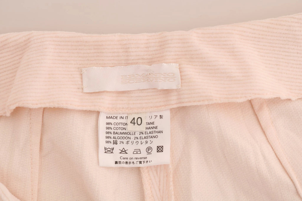 Ermanno Scervino Beige Cotton Stretch Straight Trousers Pants