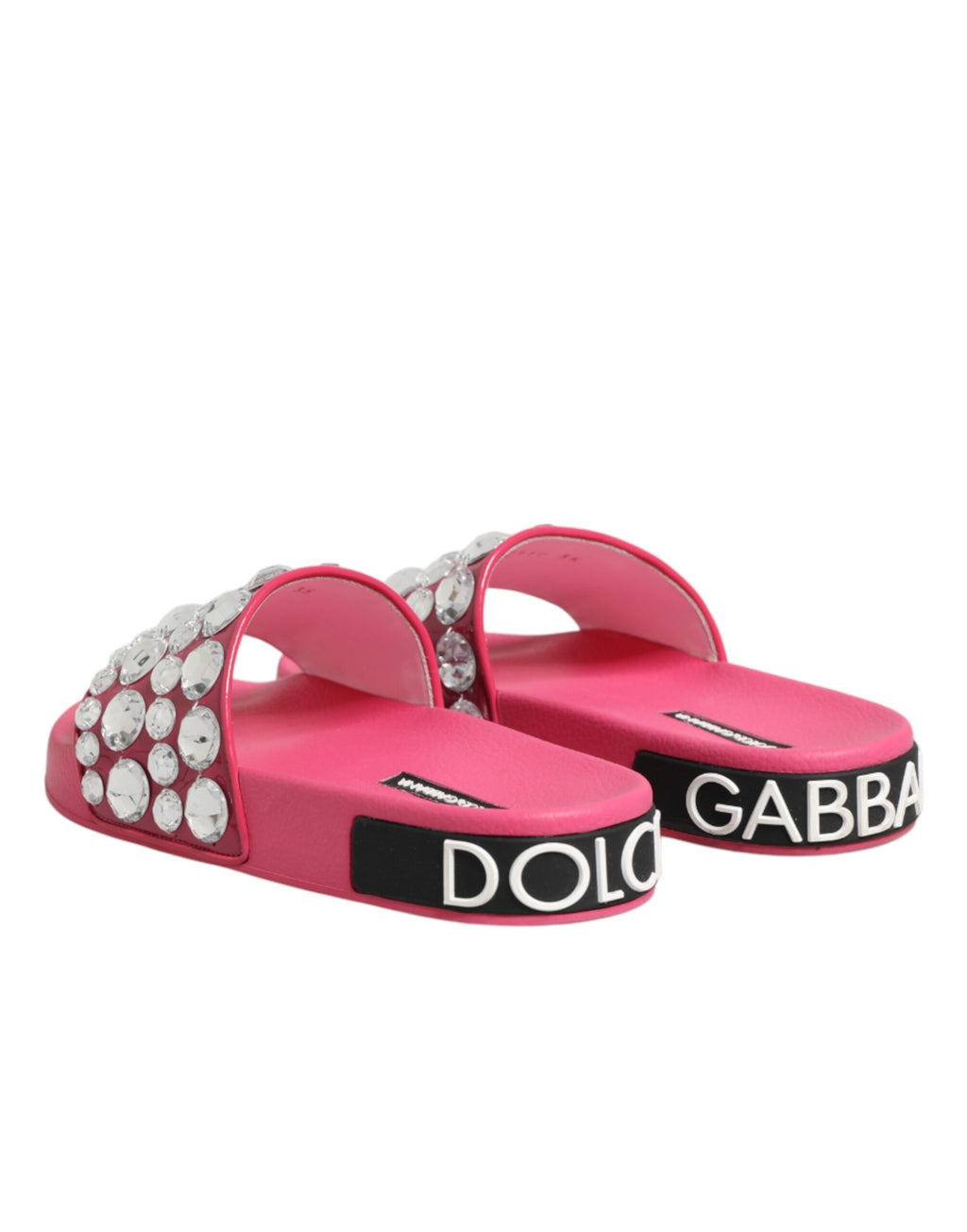Dolce & Gabbana Pink Crystal Slides Sandals Beachwear Shoes