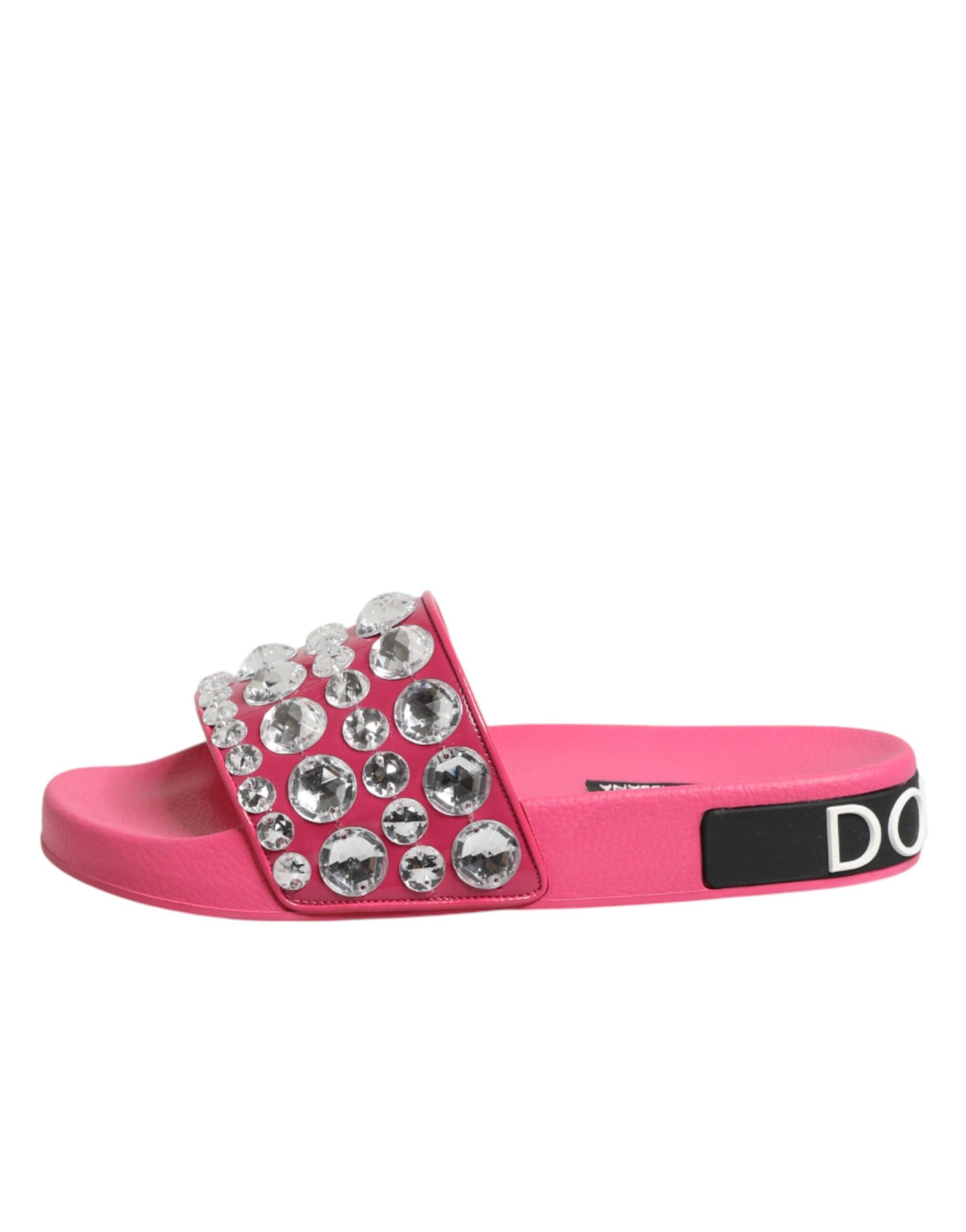 Dolce & Gabbana Pink Crystal Slides Sandals Beachwear Shoes | Regal Royce