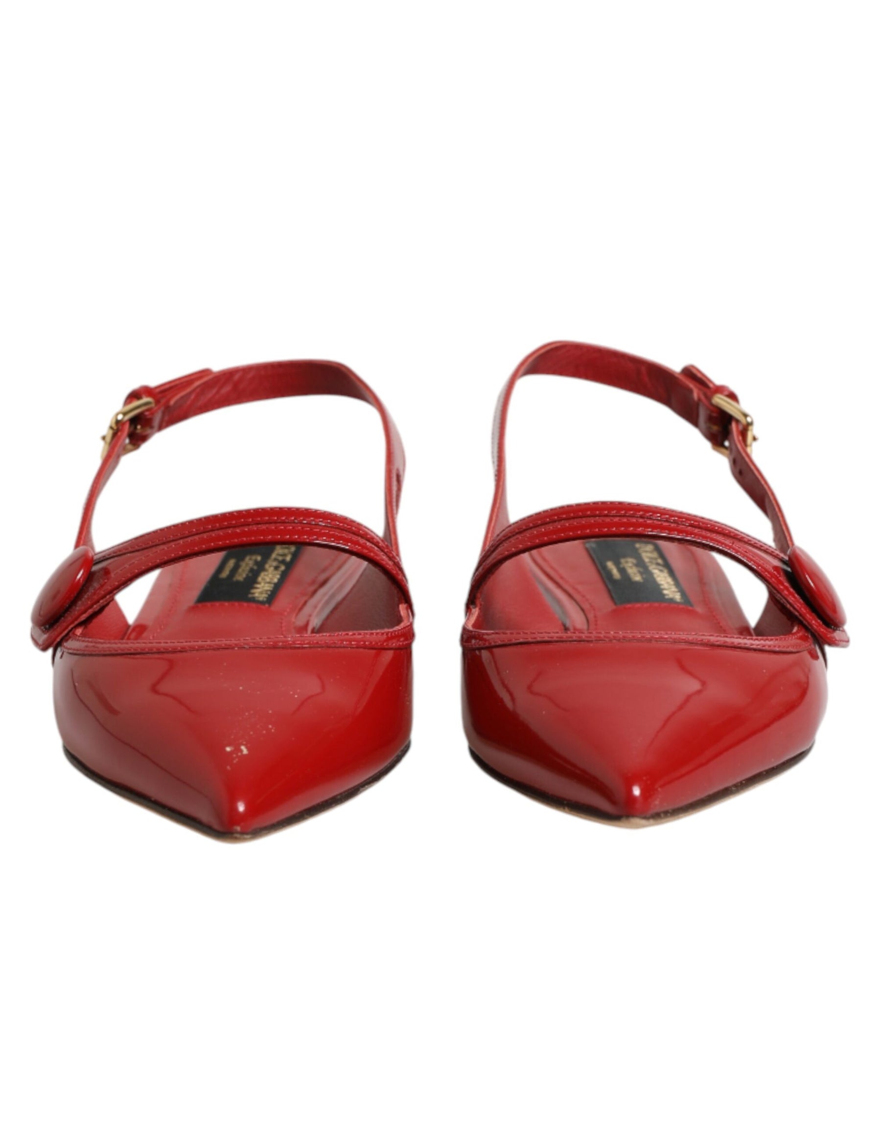 Dolce & Gabbana Red Leather Slingback Flats Sandals Shoes | Regal Royce