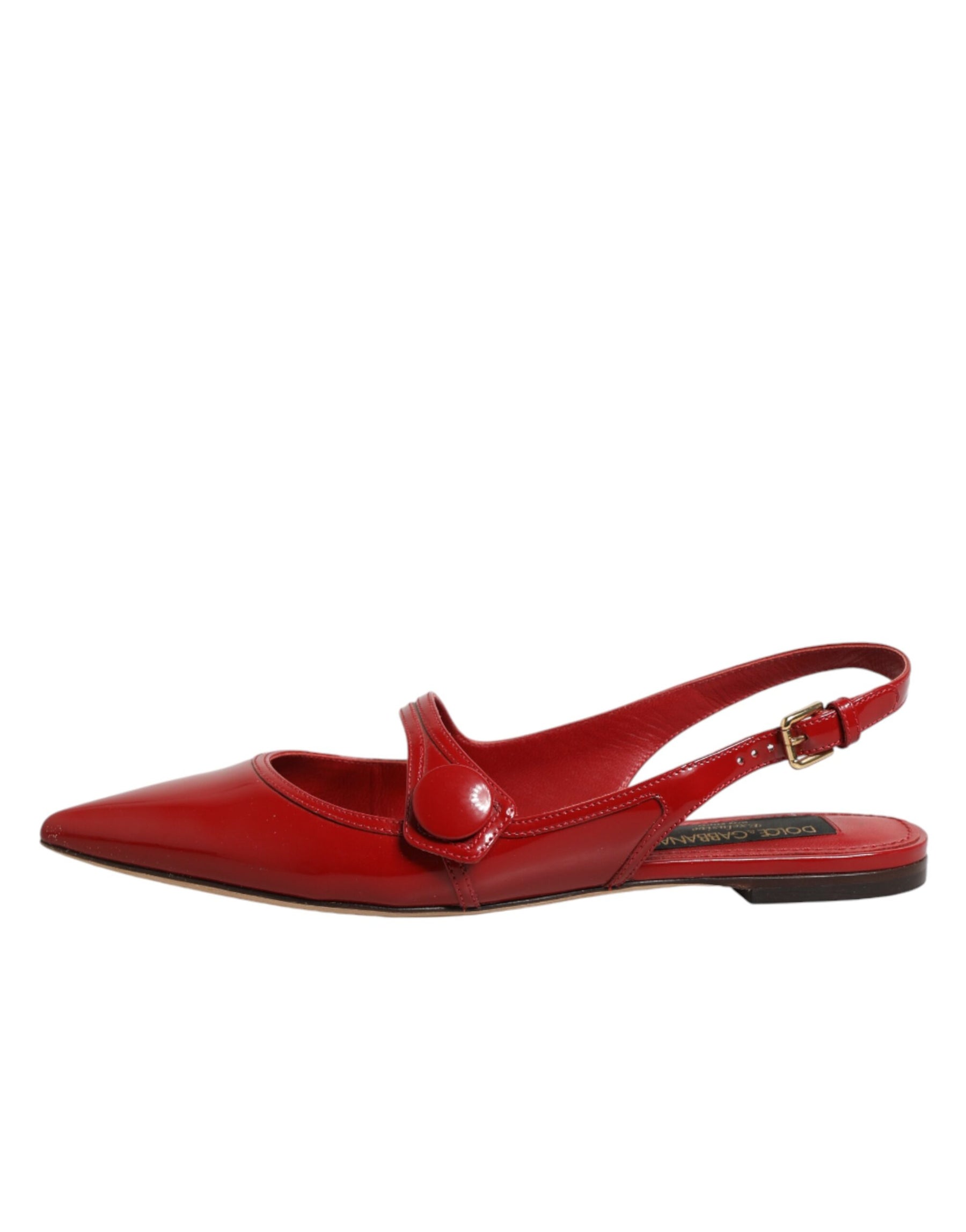 Dolce & Gabbana Red Leather Slingback Flats Sandals Shoes | Regal Royce