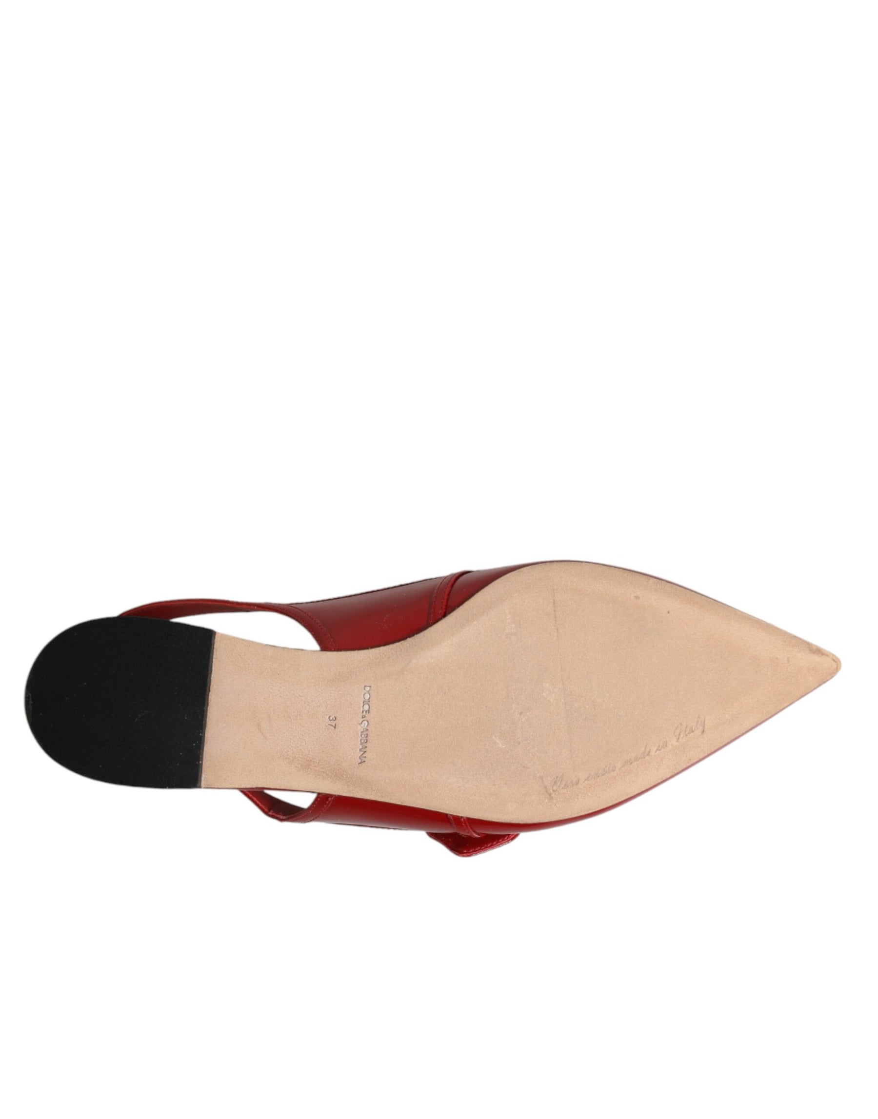 Dolce & Gabbana Red Leather Slingback Flats Sandals Shoes | Regal Royce