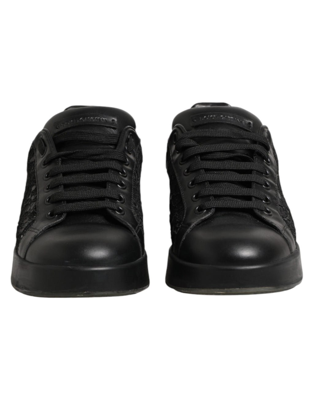 Dolce & Gabbana Black Floral Lace Low Top Sneaker Shoes