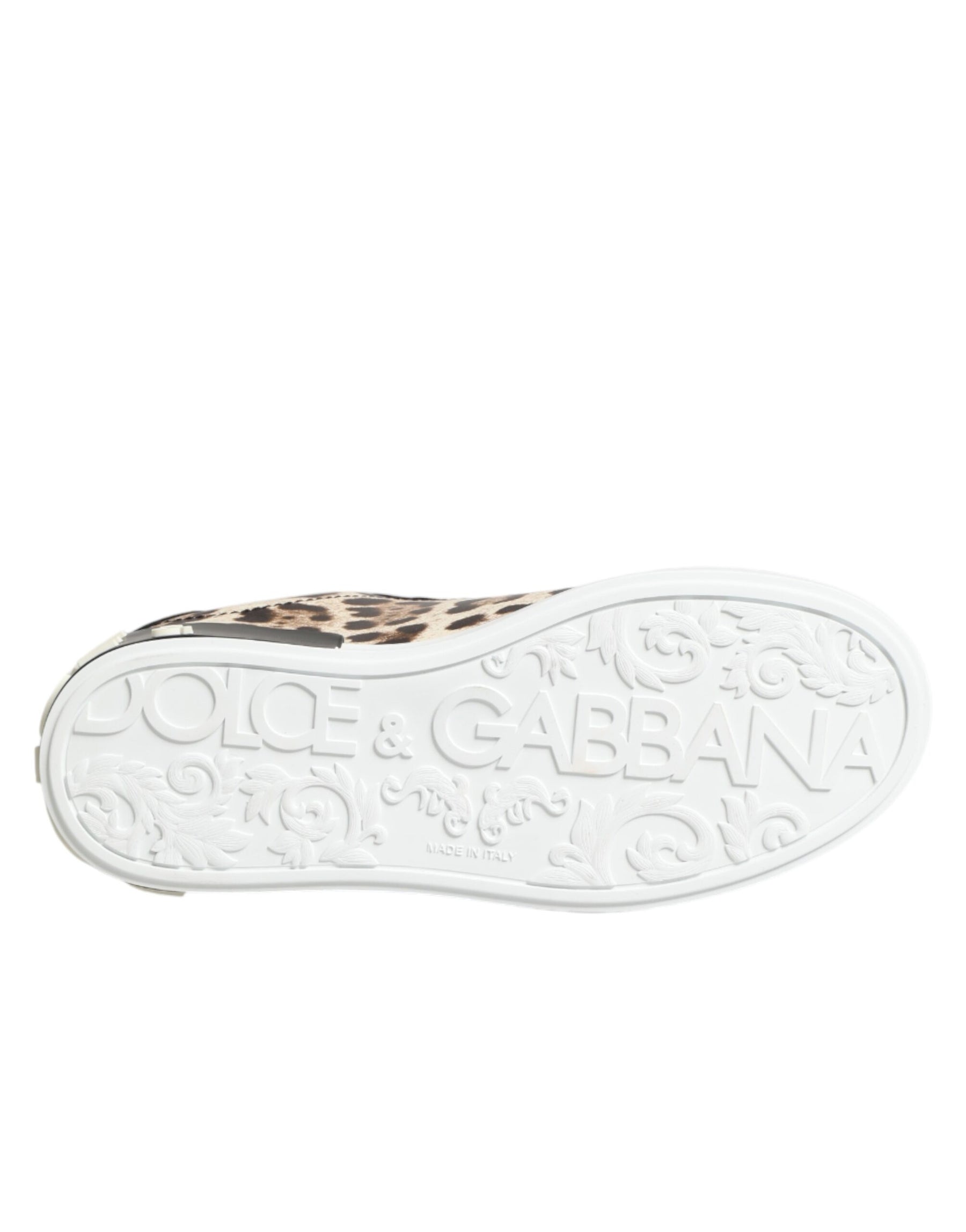 Dolce & Gabbana Brown Leather Leopard Low Top Sneakers Shoes | Regal Royce