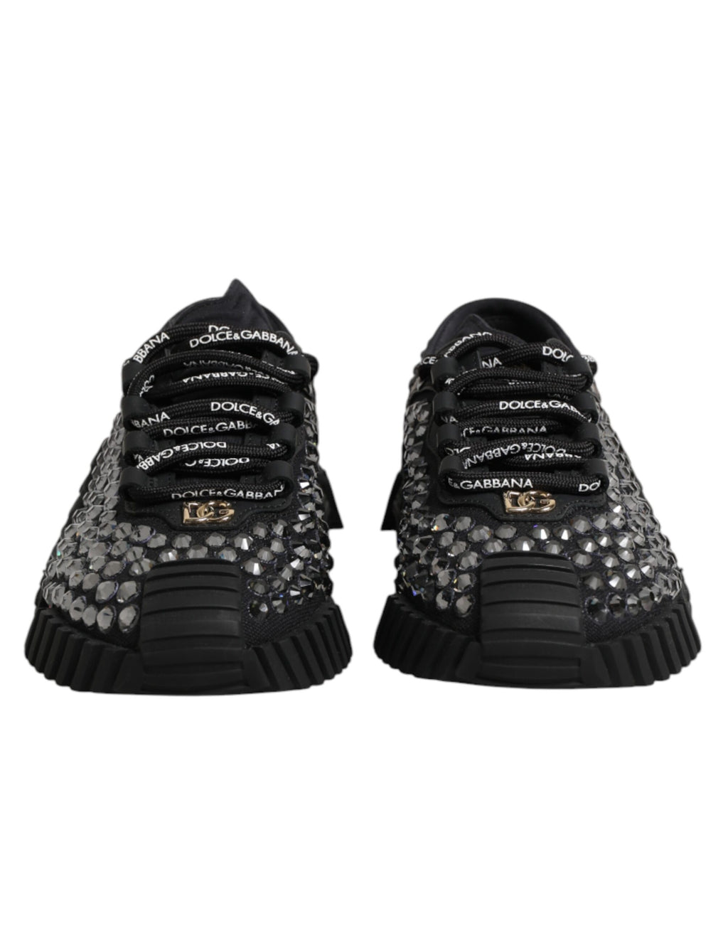 Dolce & Gabbana Shoes Black Embellished Low Top NS1 Sneakers Shoes