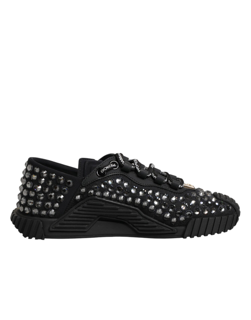 Dolce & Gabbana Shoes Black Embellished Low Top NS1 Sneakers Shoes