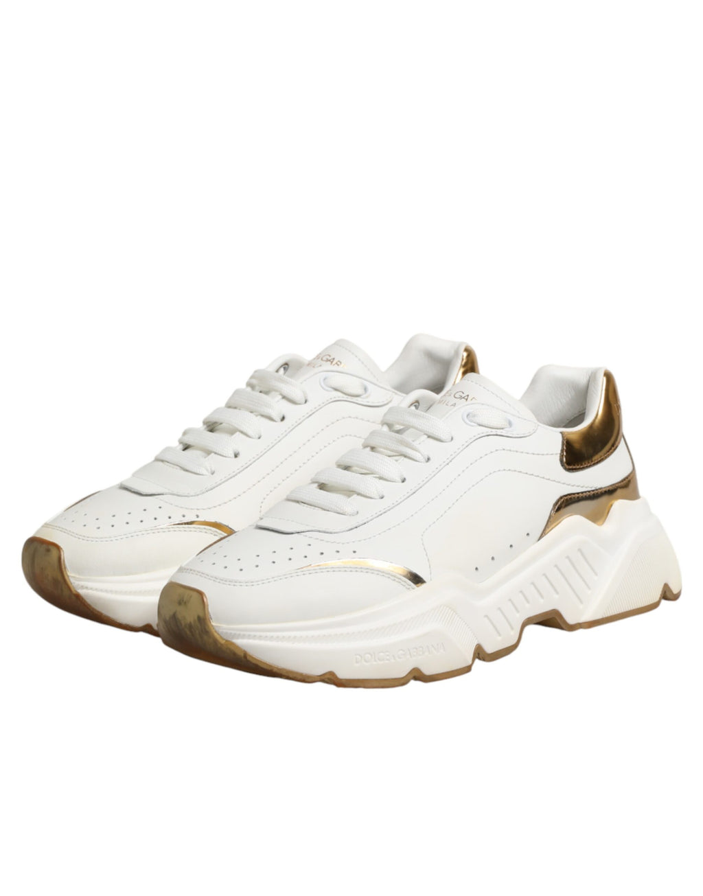 Dolce & Gabbana White Gold Daymaster Low Top Sneakers Shoes