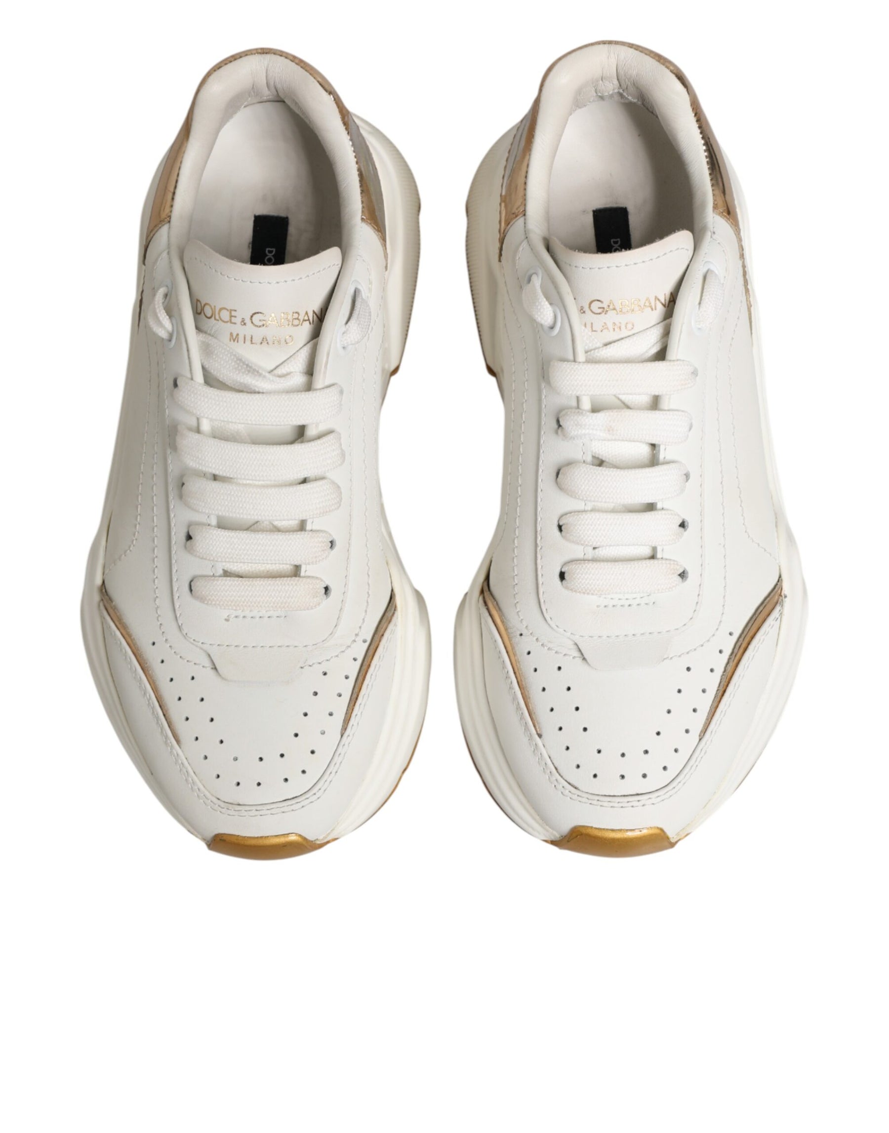 Dolce & Gabbana White Gold Daymaster Low Top Sneakers Shoes | Regal Royce
