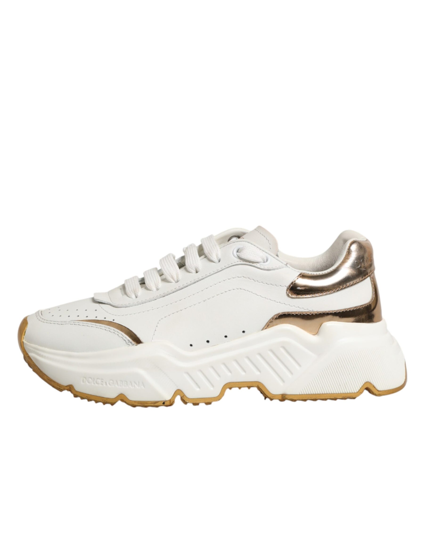 Dolce & Gabbana White Gold Daymaster Low Top Sneakers Shoes | Regal Royce