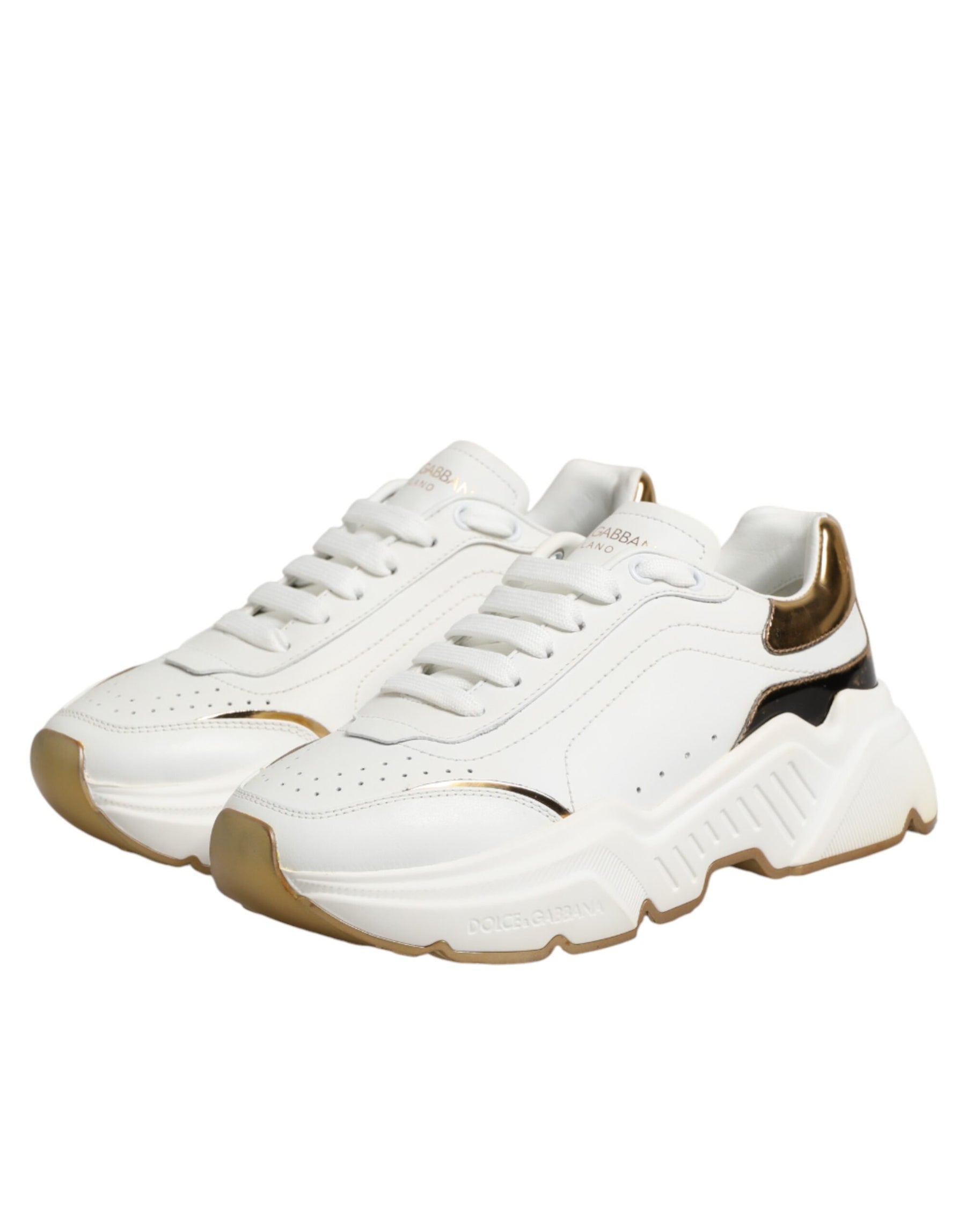 Dolce & Gabbana White Gold Daymaster Low Top Sneakers Shoes | Regal Royce