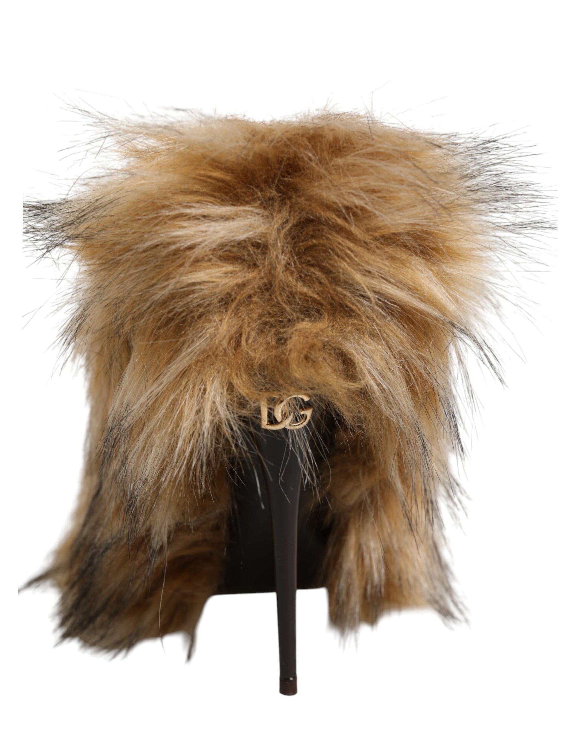 Dolce & Gabbana Brown Fur Leather High Heels Pumps Shoes