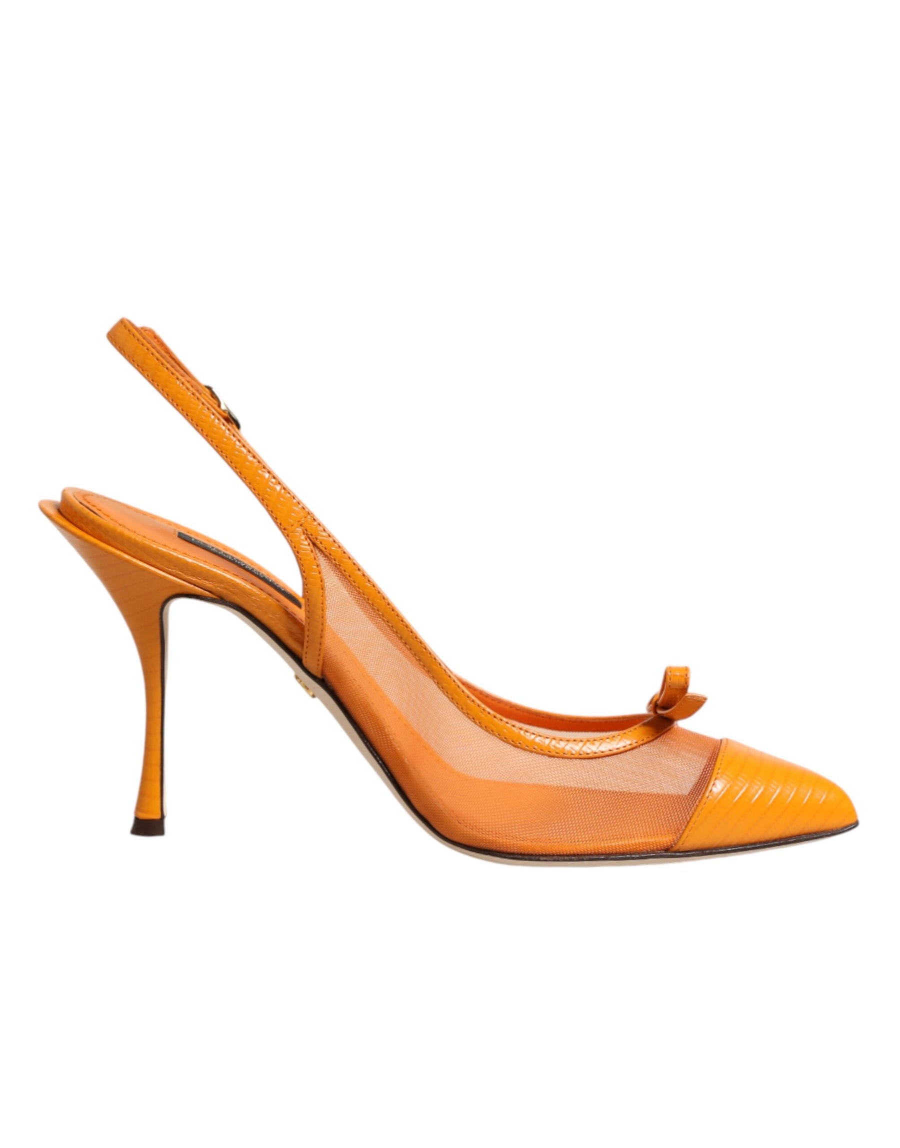 Dolce & Gabbana Orange Leather Mesh Heels Slingback  Shoes | Regal Royce
