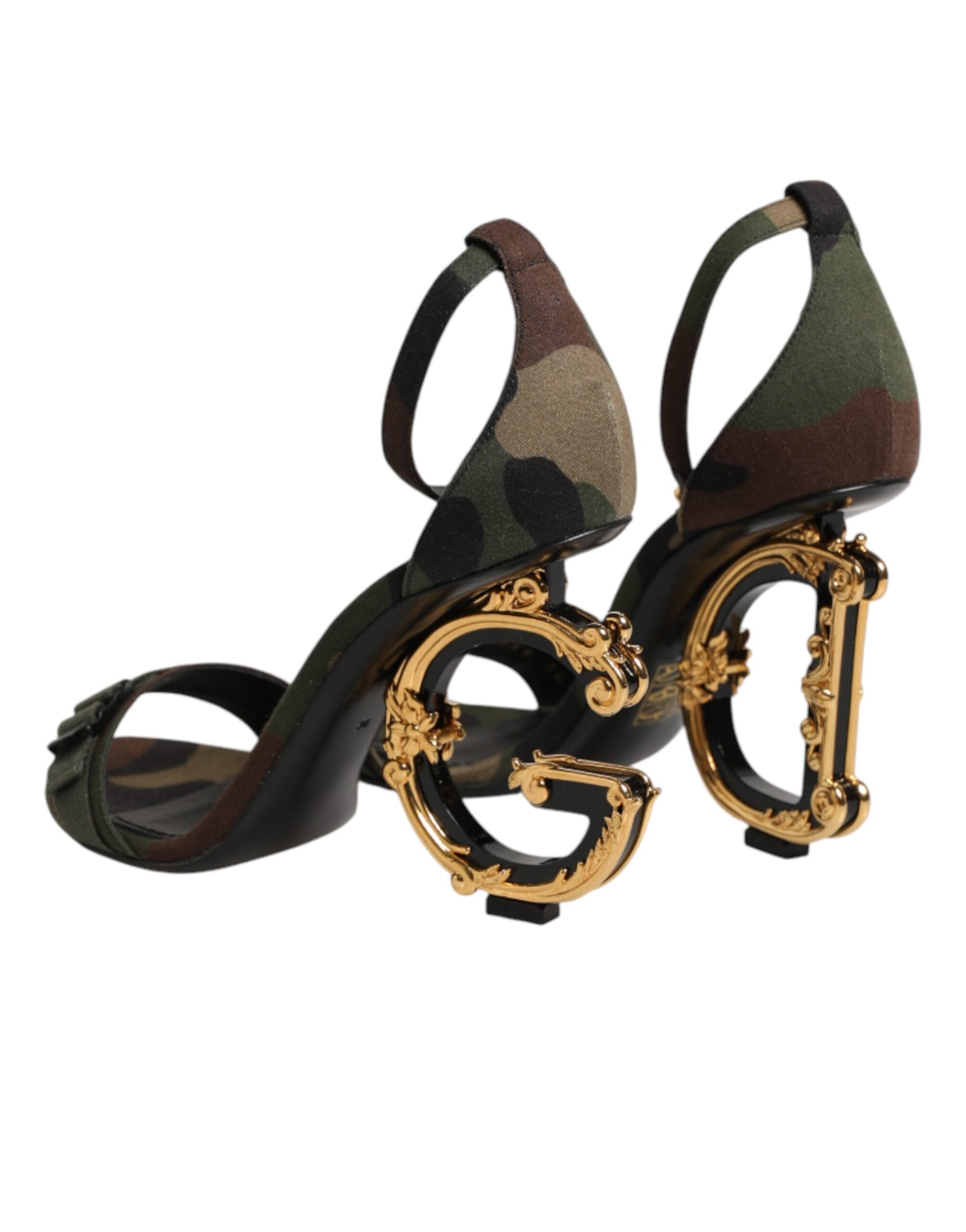 Dolce & Gabbana Multicolor DG Logo Heels Camouflage Sandals Shoes | Regal Royce