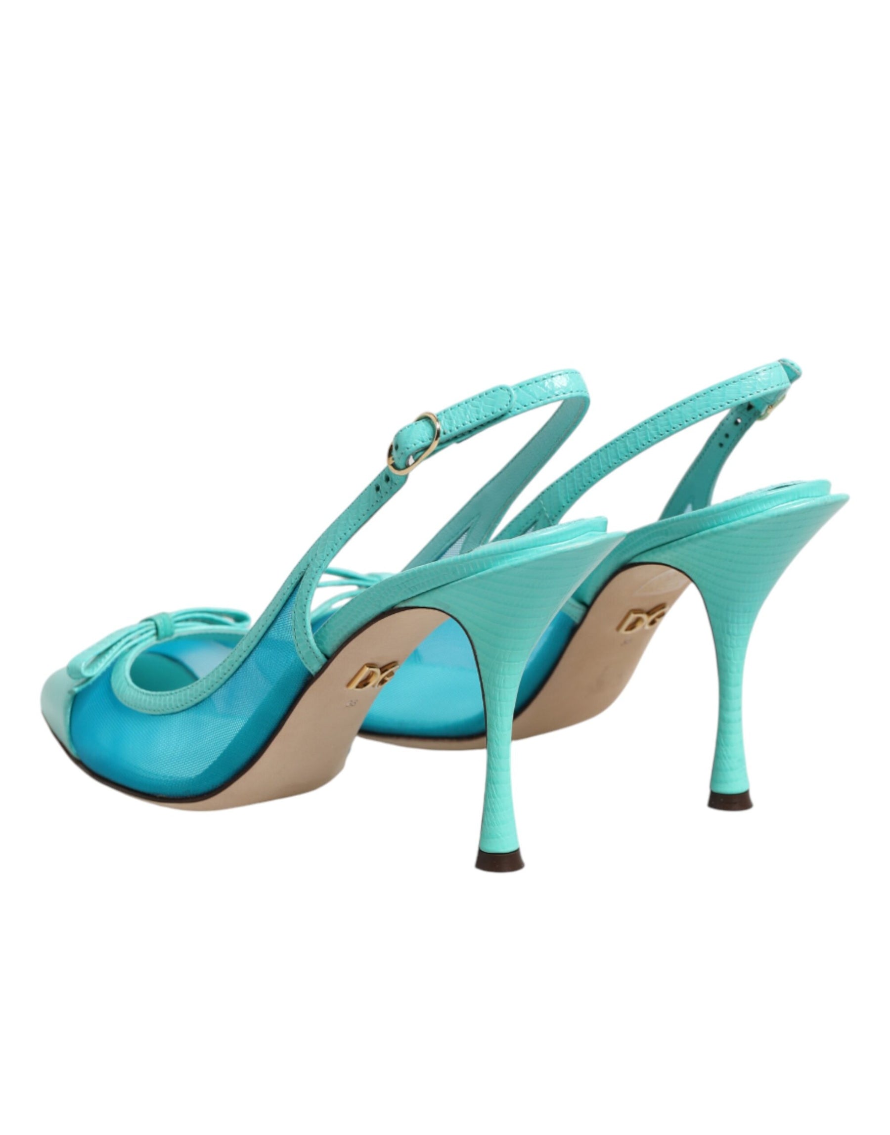 Dolce & Gabbana Blue Leather Mesh Heels Slingback Shoes | Regal Royce