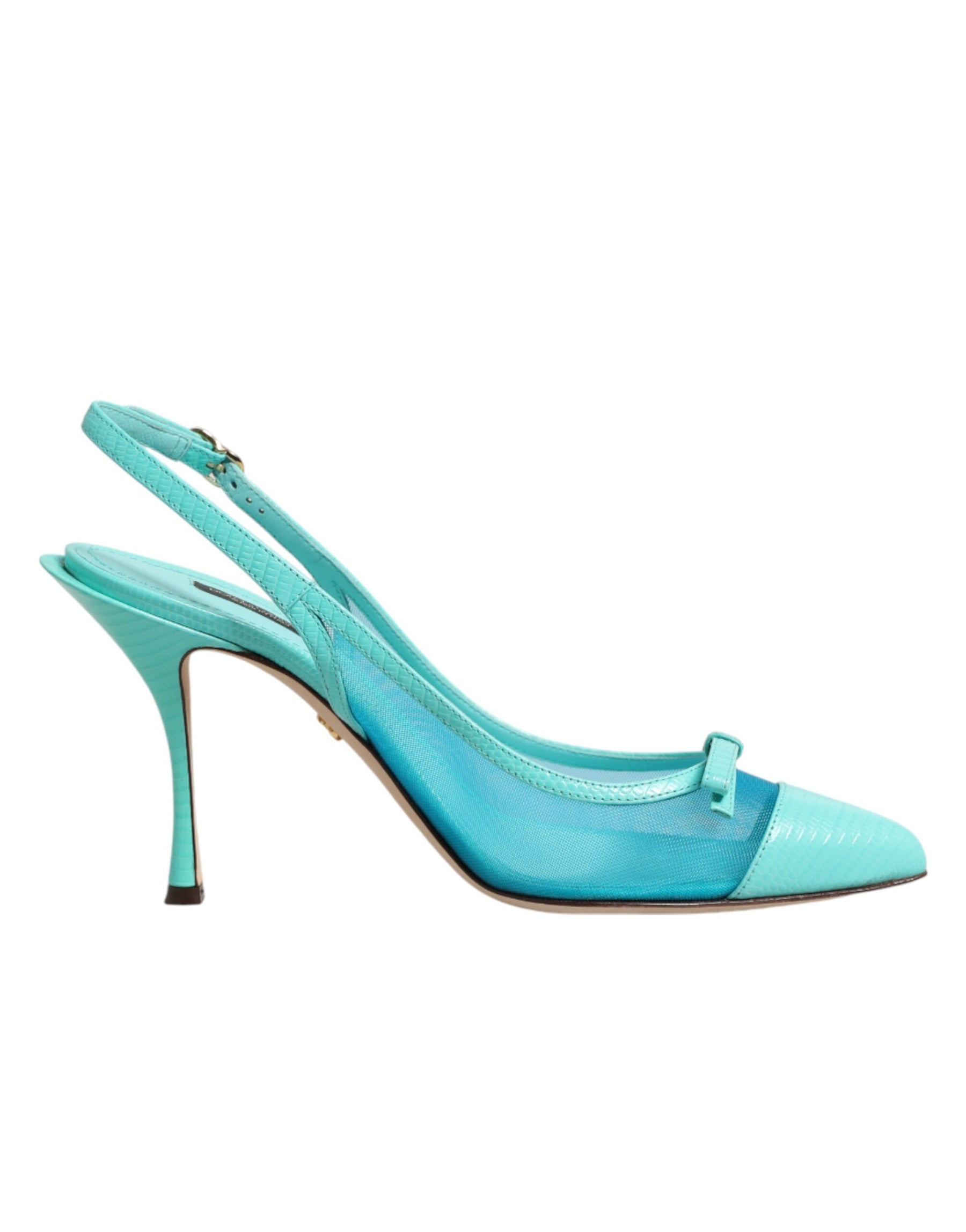 Dolce & Gabbana Blue Leather Mesh Heels Slingback Shoes | Regal Royce