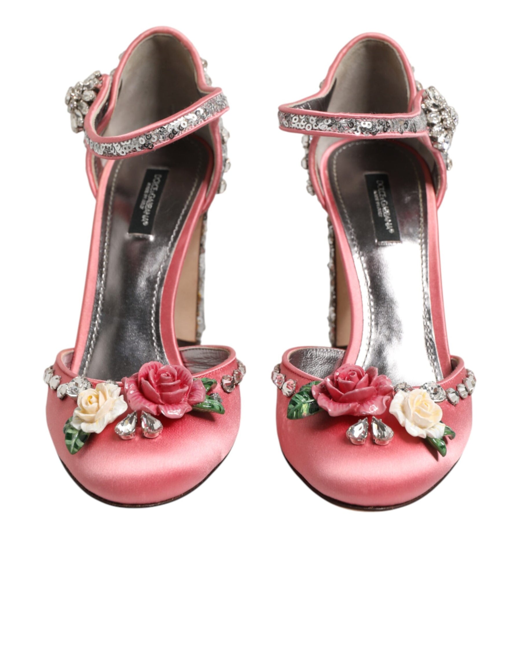 Dolce & Gabbana Pink Sequined Ankle Strap Sandals Shoes | Regal Royce