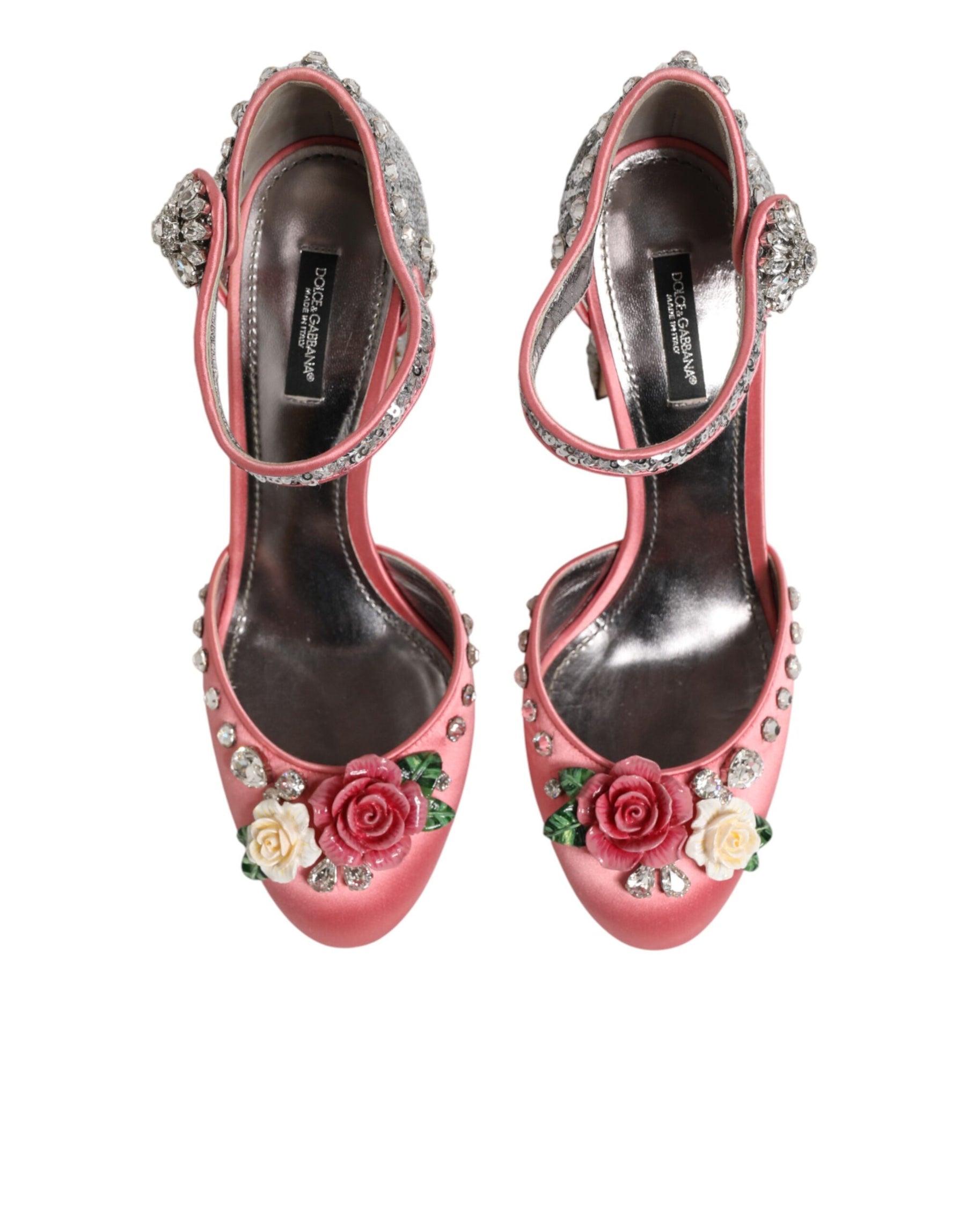 Dolce & Gabbana Pink Sequined Ankle Strap Sandals Shoes | Regal Royce