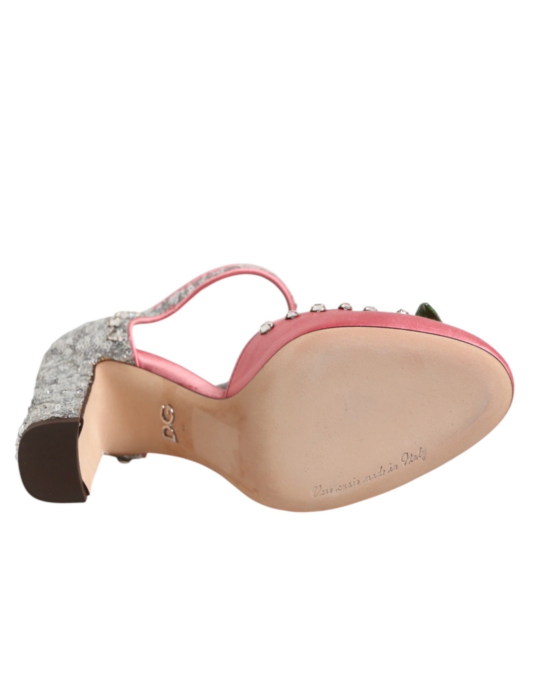 Dolce & Gabbana Pink Sequined Ankle Strap Sandals Shoes | Regal Royce