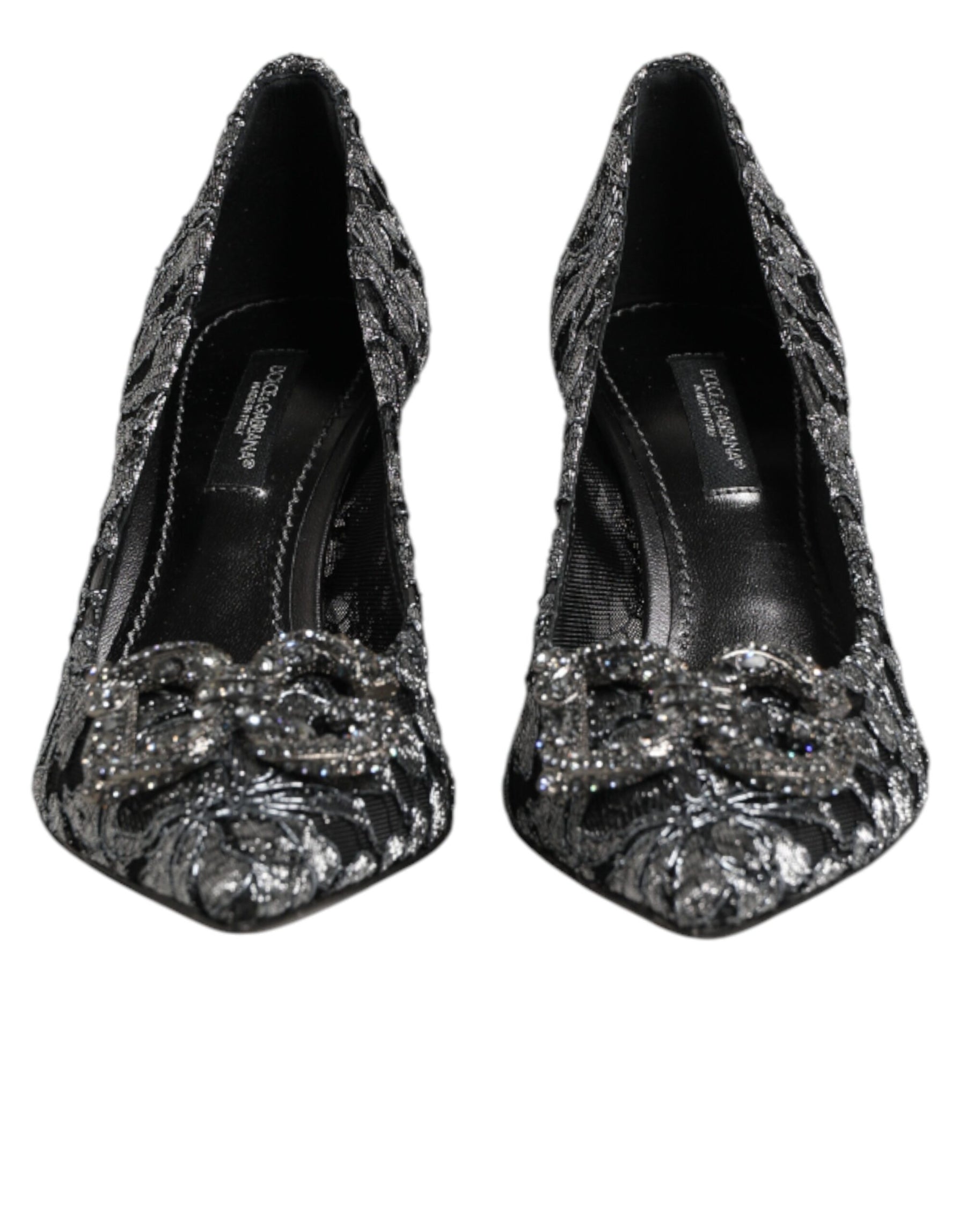 Dolce & Gabbana Silver Lace DG Amore Heels Pumps Shoes | Regal Royce