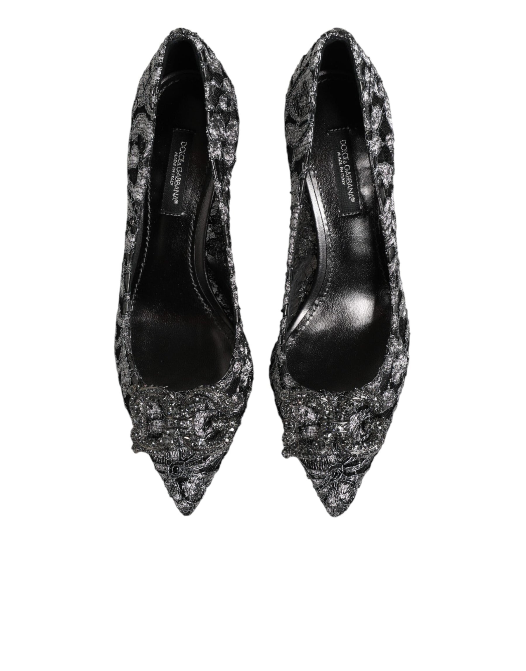 Dolce & Gabbana Silver Lace DG Amore Heels Pumps Shoes | Regal Royce