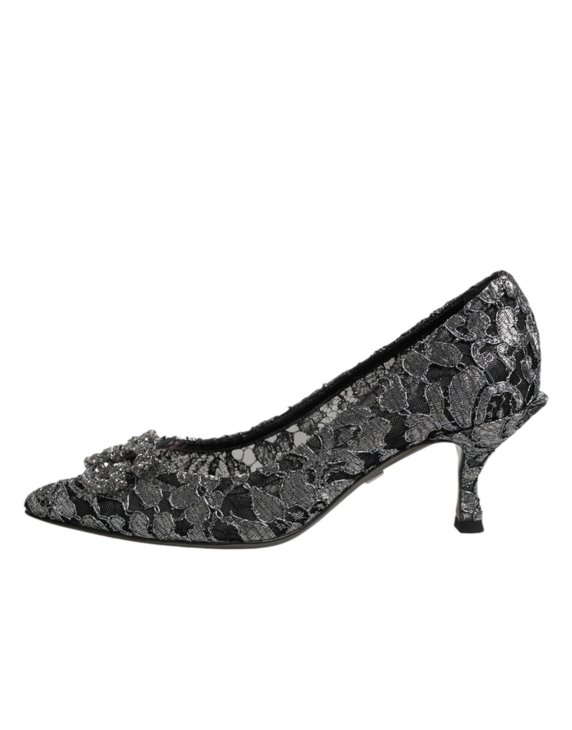 Dolce & Gabbana Silver Lace DG Amore Heels Pumps Shoes