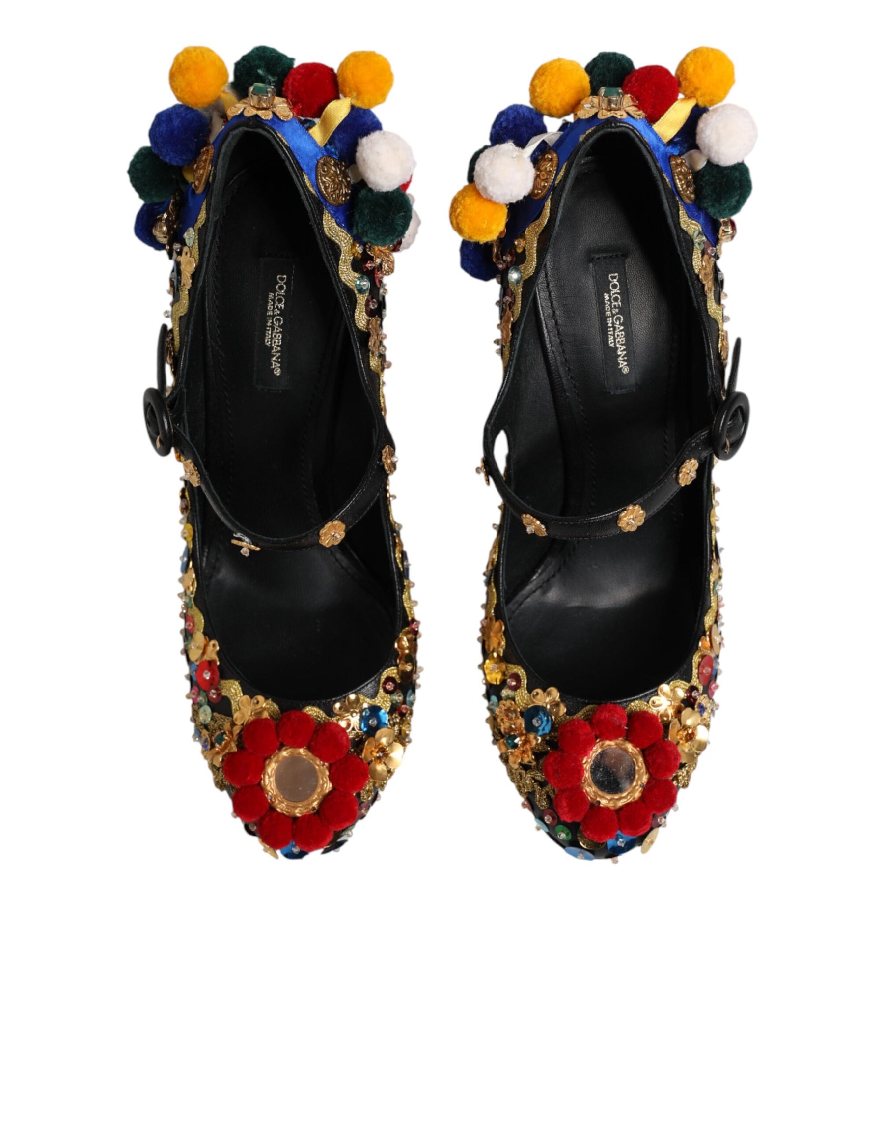 Dolce & Gabbana Black Gold Embellished MARY JANES Pumps  Shoes | Regal Royce