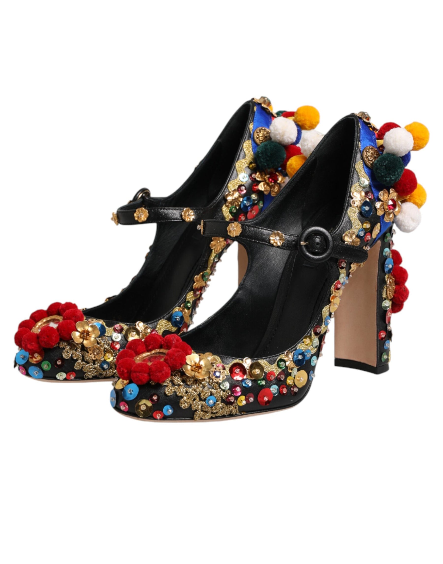 Dolce & Gabbana Black Gold Embellished MARY JANES Pumps  Shoes | Regal Royce